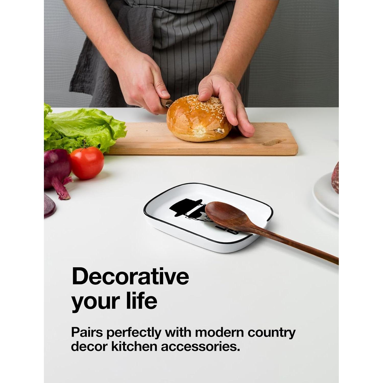 Reposa Cucharas de Cerámica PWHINGN 14.73x11.37 cm Blanco