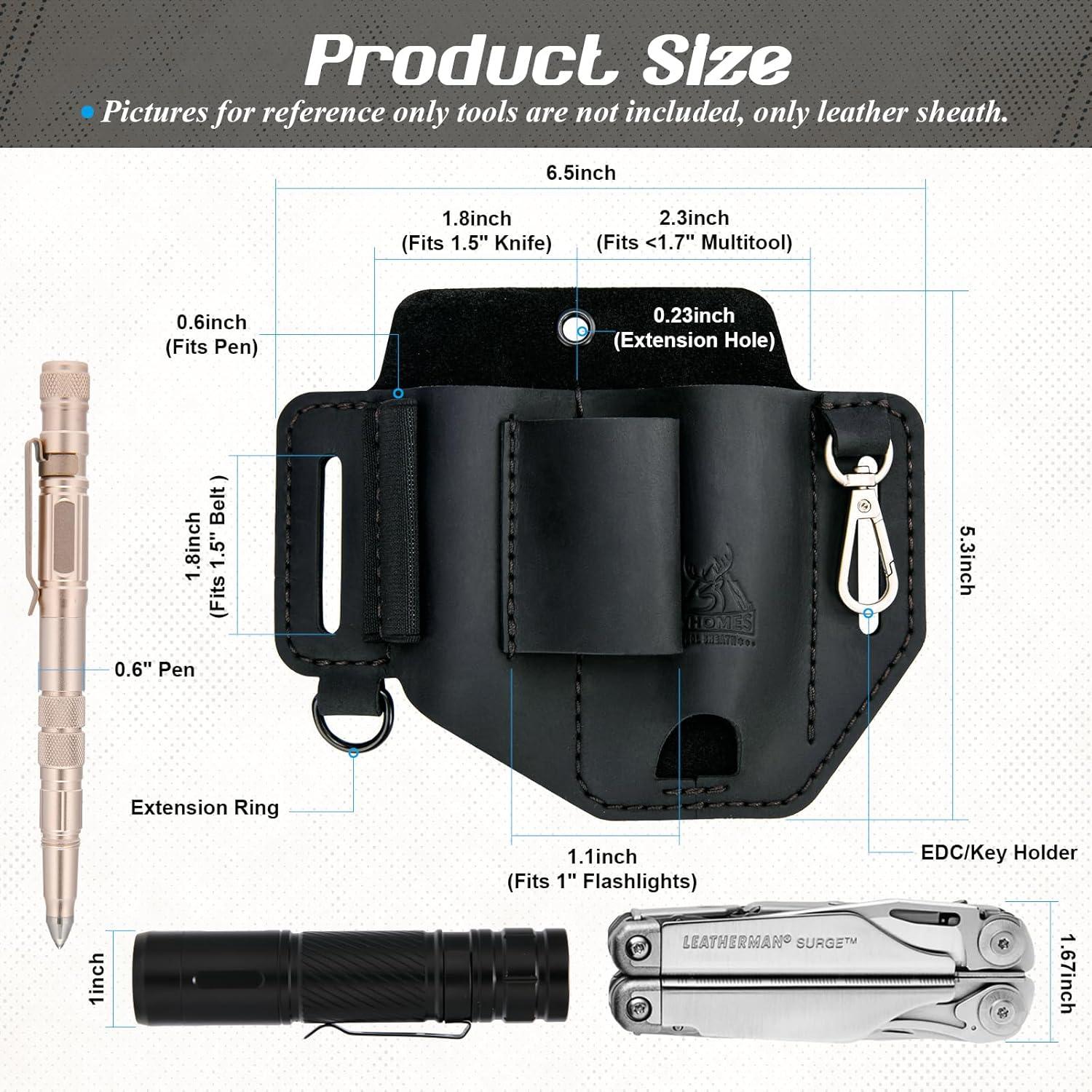 Funda de Cuero EDC FLYHOMES para Multiherramientas y Accesorios