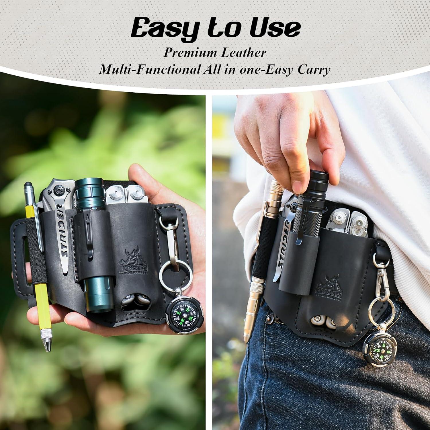 Funda de Cuero EDC FLYHOMES para Multiherramientas y Accesorios
