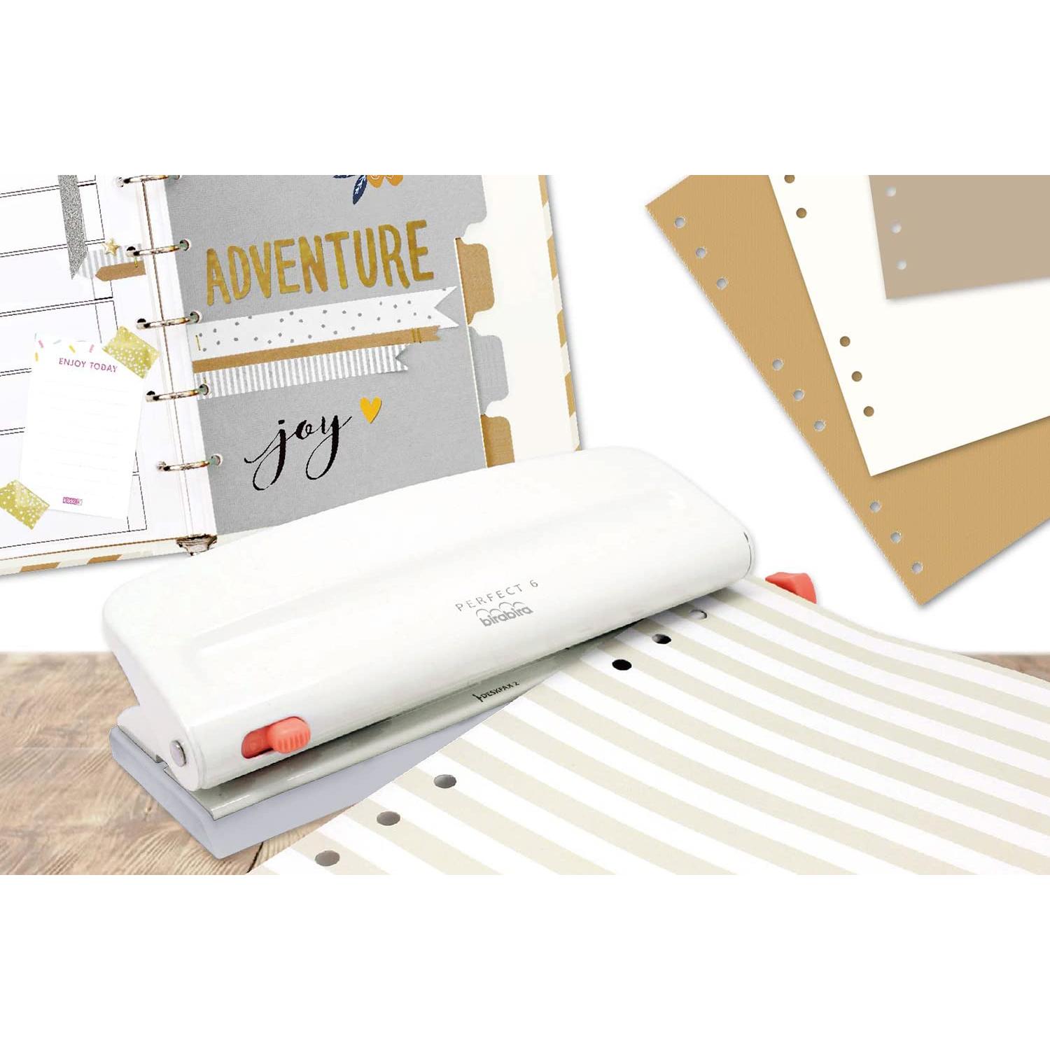 Perforadora Ajustable Bira Craft 6 Agujeros Blanco 8 Hojas