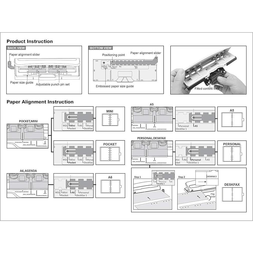 Perforadora Ajustable Bira Craft 6 Agujeros Blanco 8 Hojas