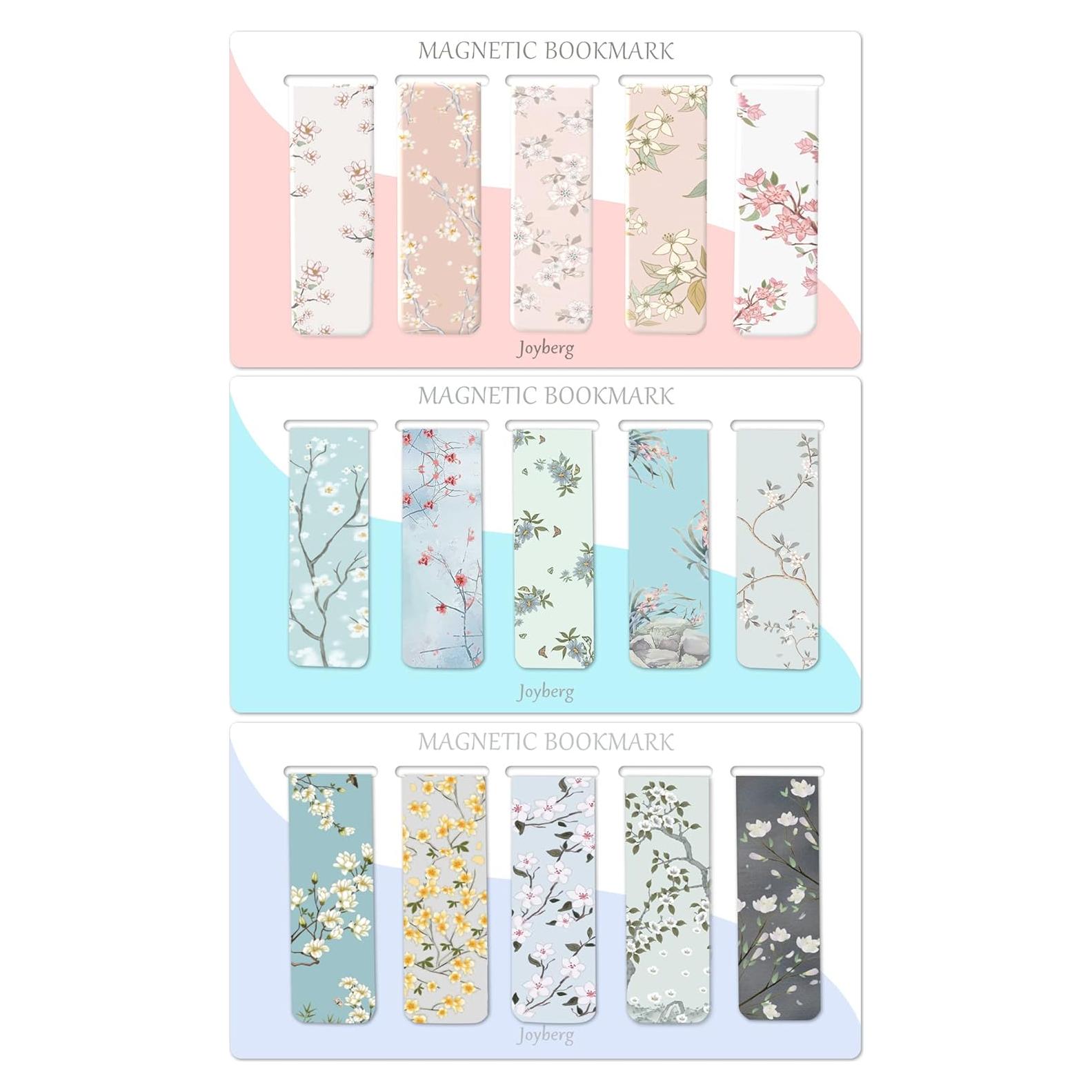 15 Marcadores Magnéticos Joyberg Estilo Floral para Lectura