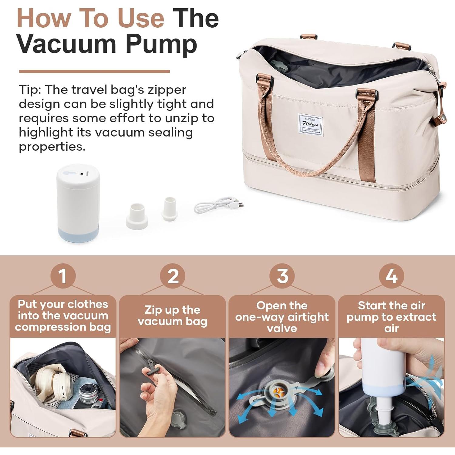 Bolsa de Viaje Grande Ai4058-109 Beige y Marrón con Compresor