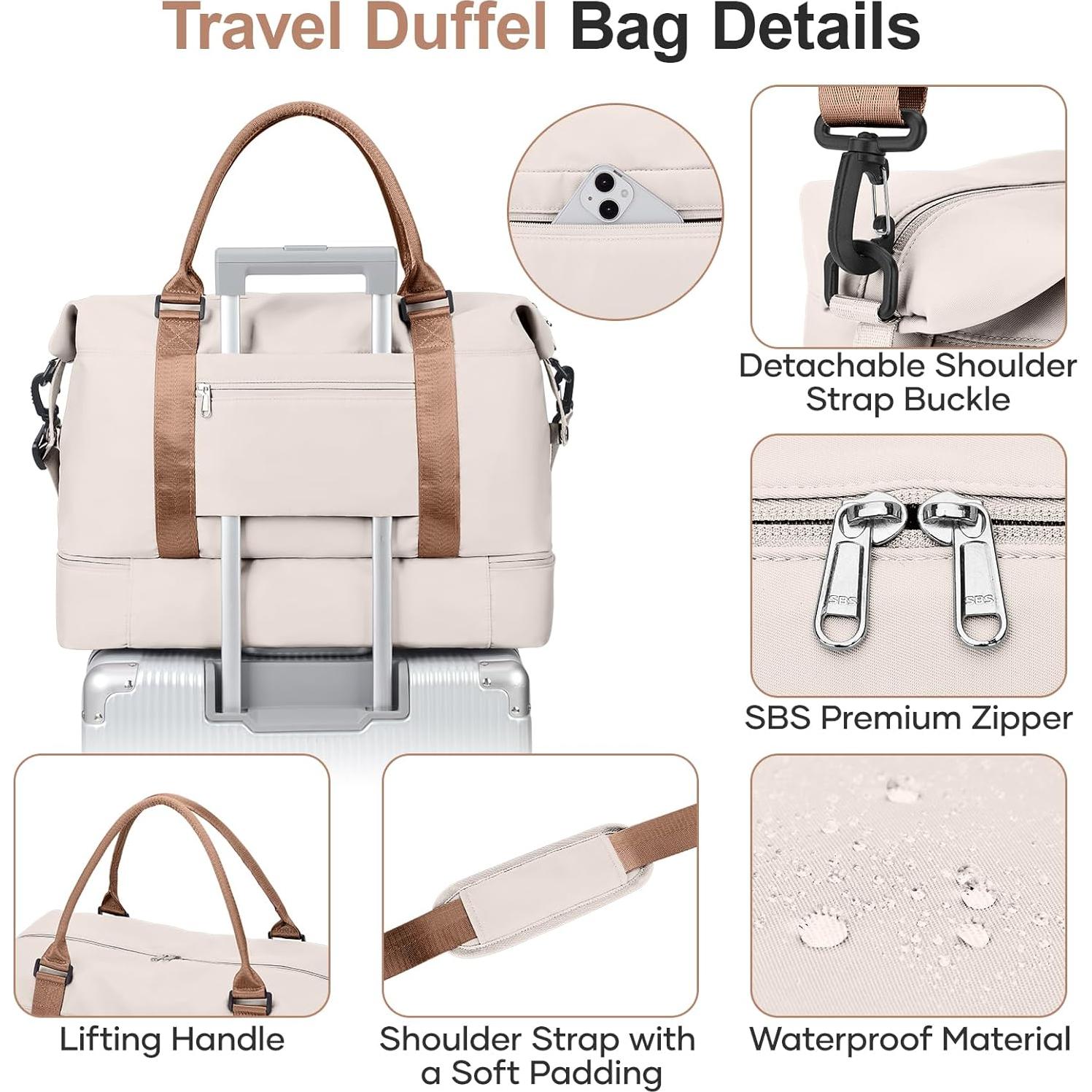 Bolsa de Viaje Grande Ai4058-109 Beige y Marrón con Compresor