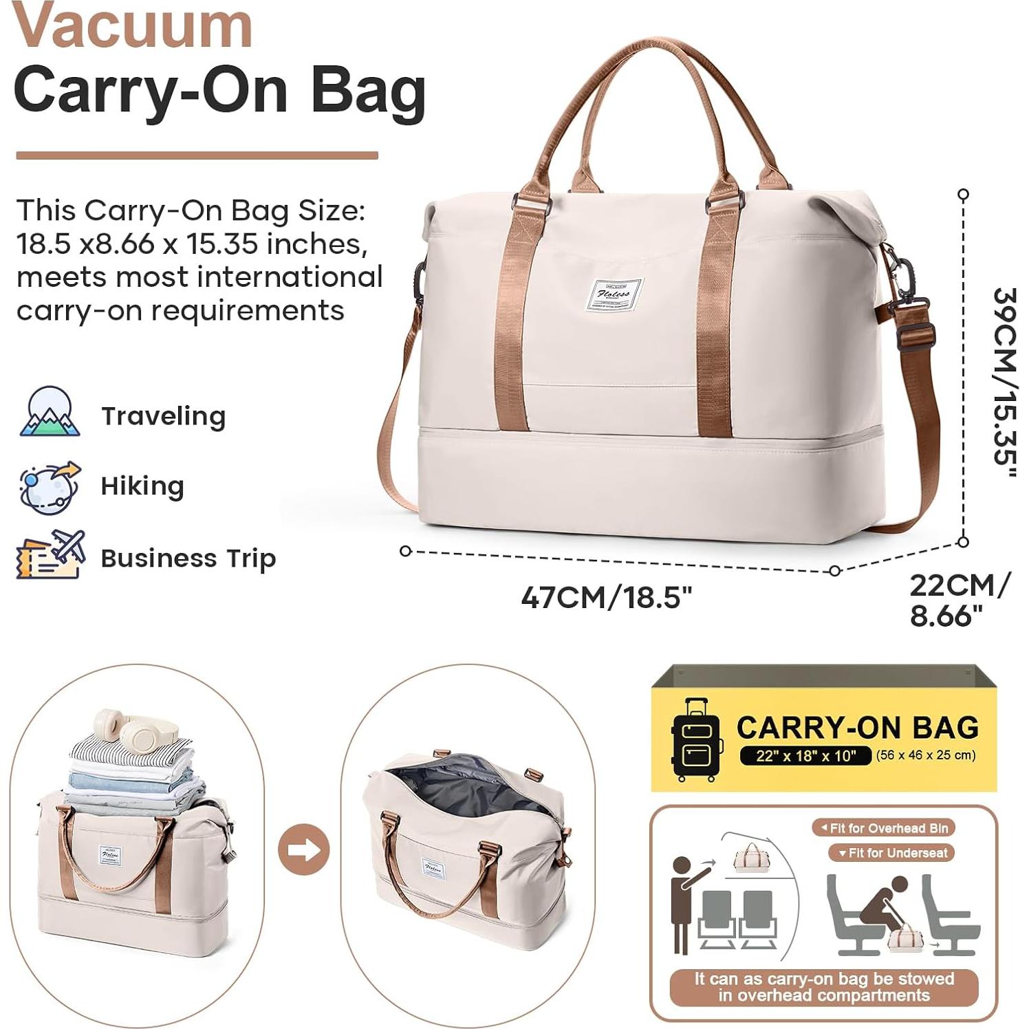 Bolsa de Viaje Grande Ai4058-109 Beige y Marrón con Compresor