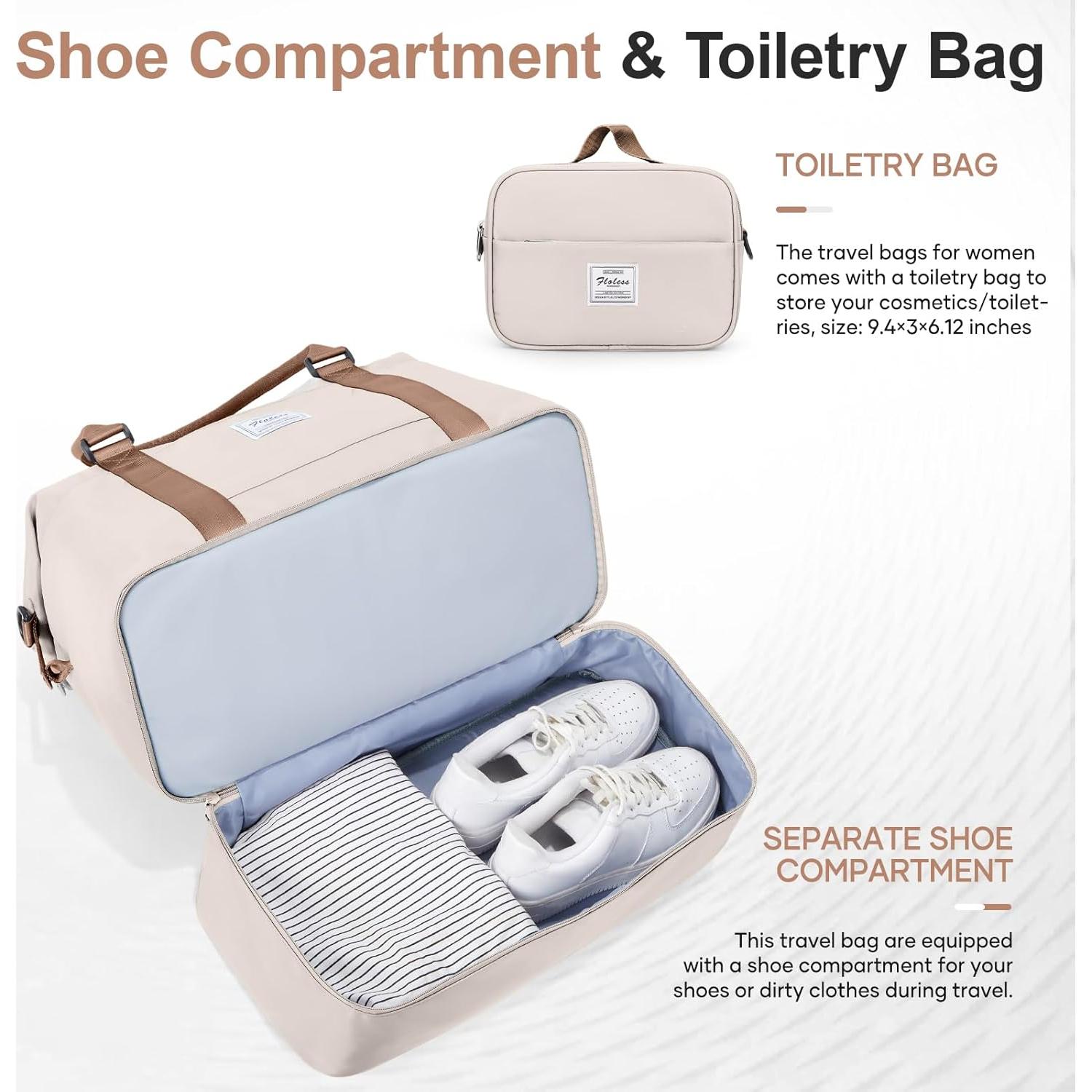 Bolsa de Viaje Grande Ai4058-109 Beige y Marrón con Compresor