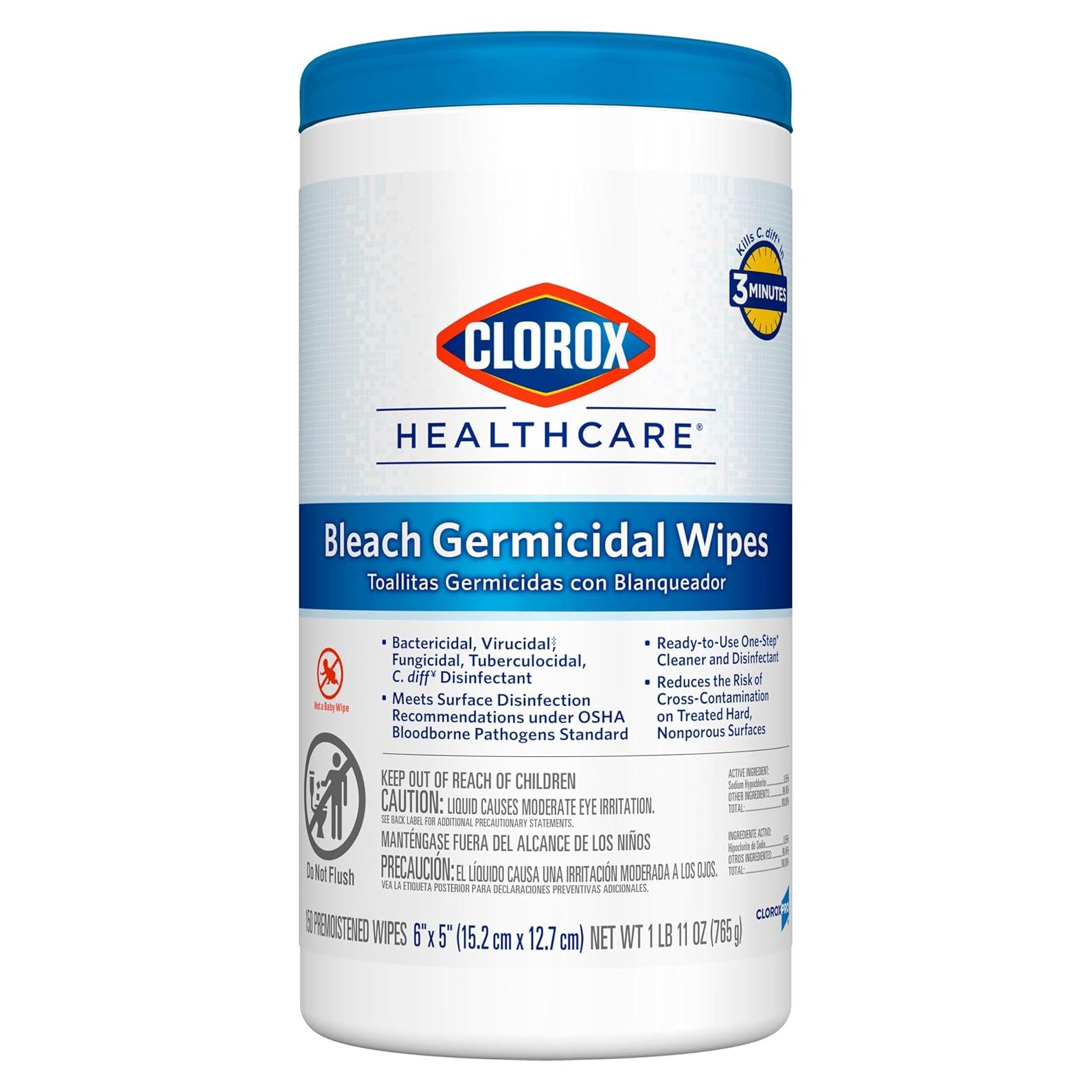 Toallitas Germicidas Clorox Healthcare 150 Unidades 15.24x12.7cm