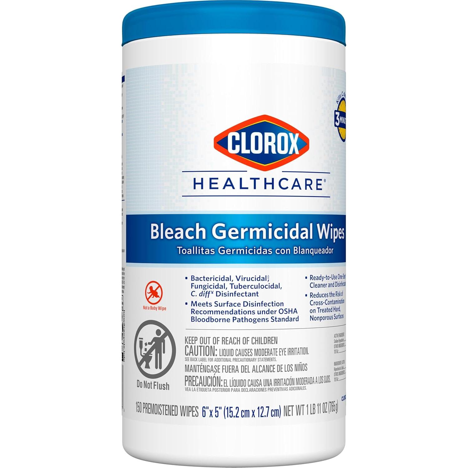 Toallitas Germicidas Clorox Healthcare 150 Unidades 15.24x12.7cm