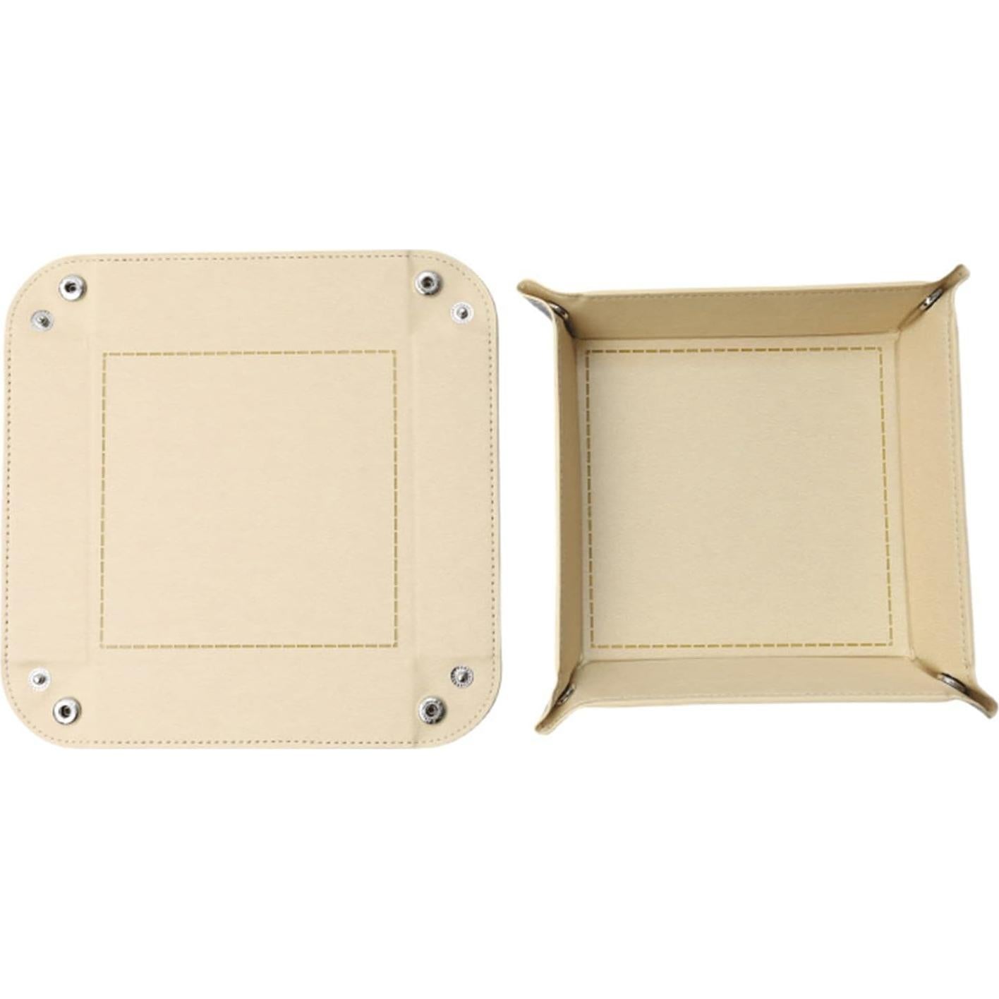 Bandeja de Valet Plegable siduater de Cuero Sintético Beige