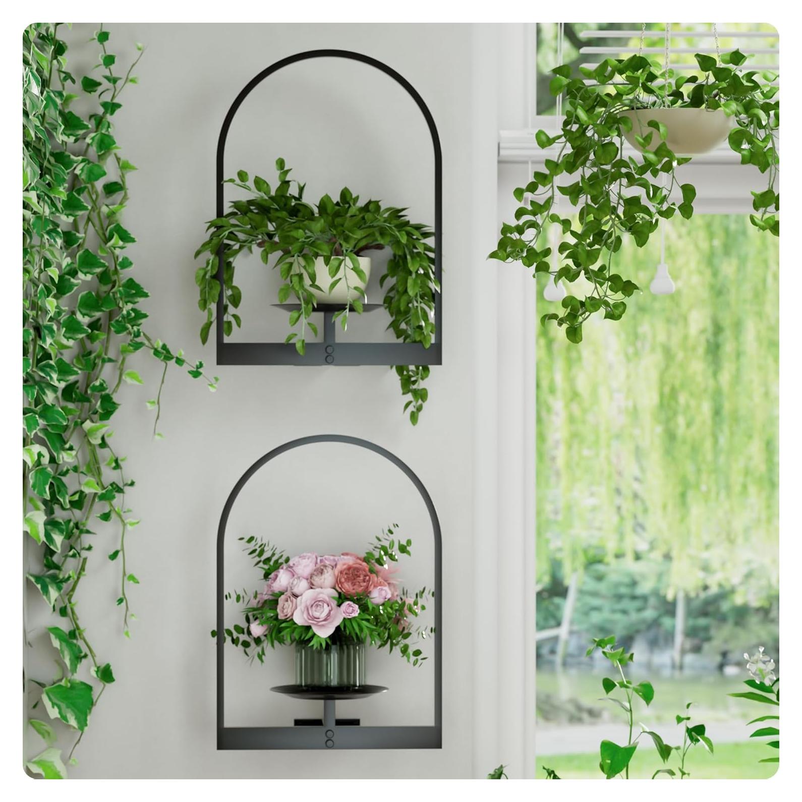 Soporte de Planta de Pared Metal Negro BUTUNITA - Paquete 2