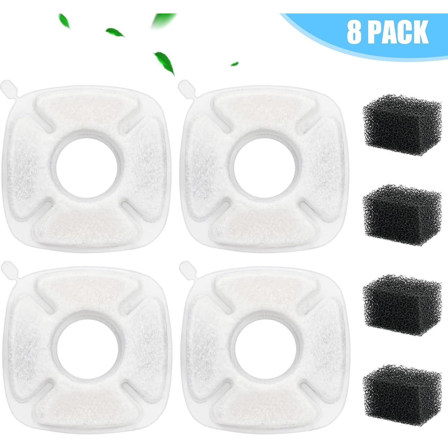 Filtros de Agua para Mascotas Beyolike - 4 Filtros + 4 Esponjas