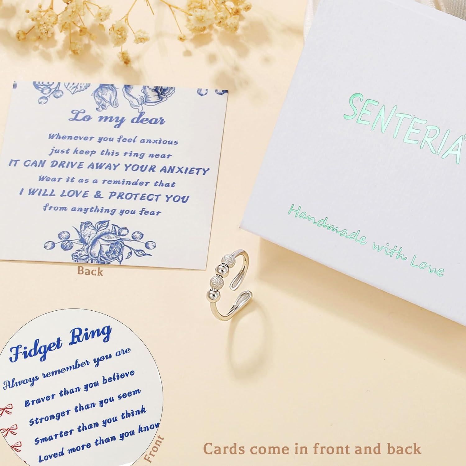 Anillo de Ansiedad Senteria Plata Esterlina Ajustable con Perlas