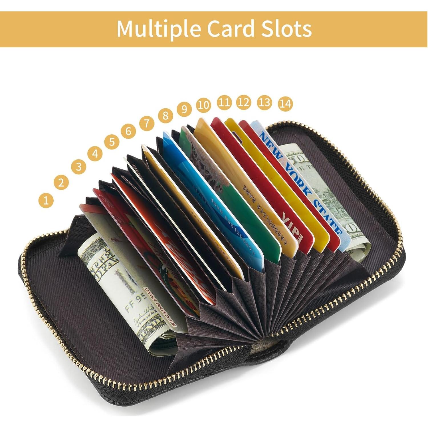 Cartera Pequeña para Mujeres WOZEAH con RFID - Cuero Negro