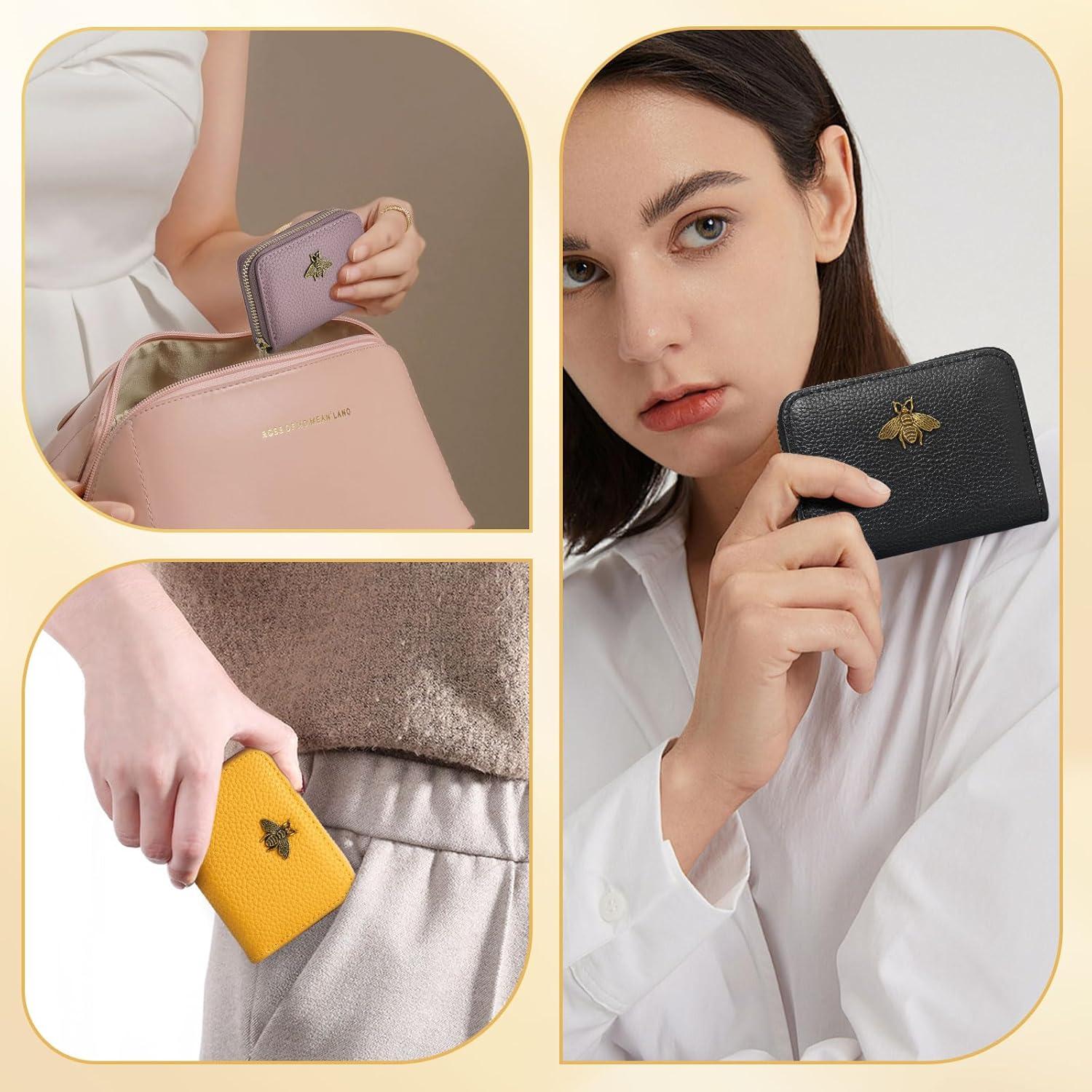 Cartera Pequeña para Mujeres WOZEAH con RFID - Cuero Negro