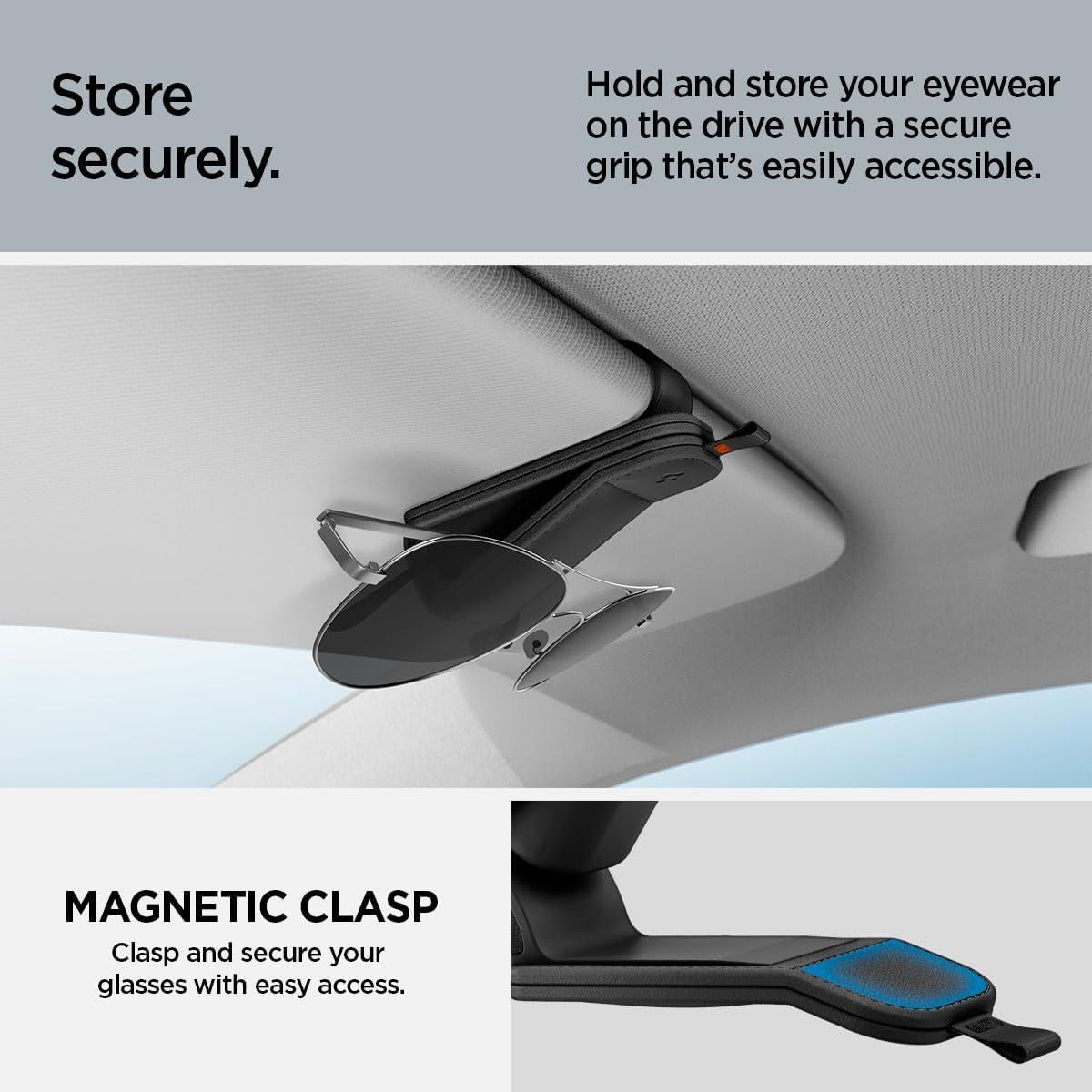 Soporte Magnético Spigen para Gafas de Sol - Cuero Vegano Negro