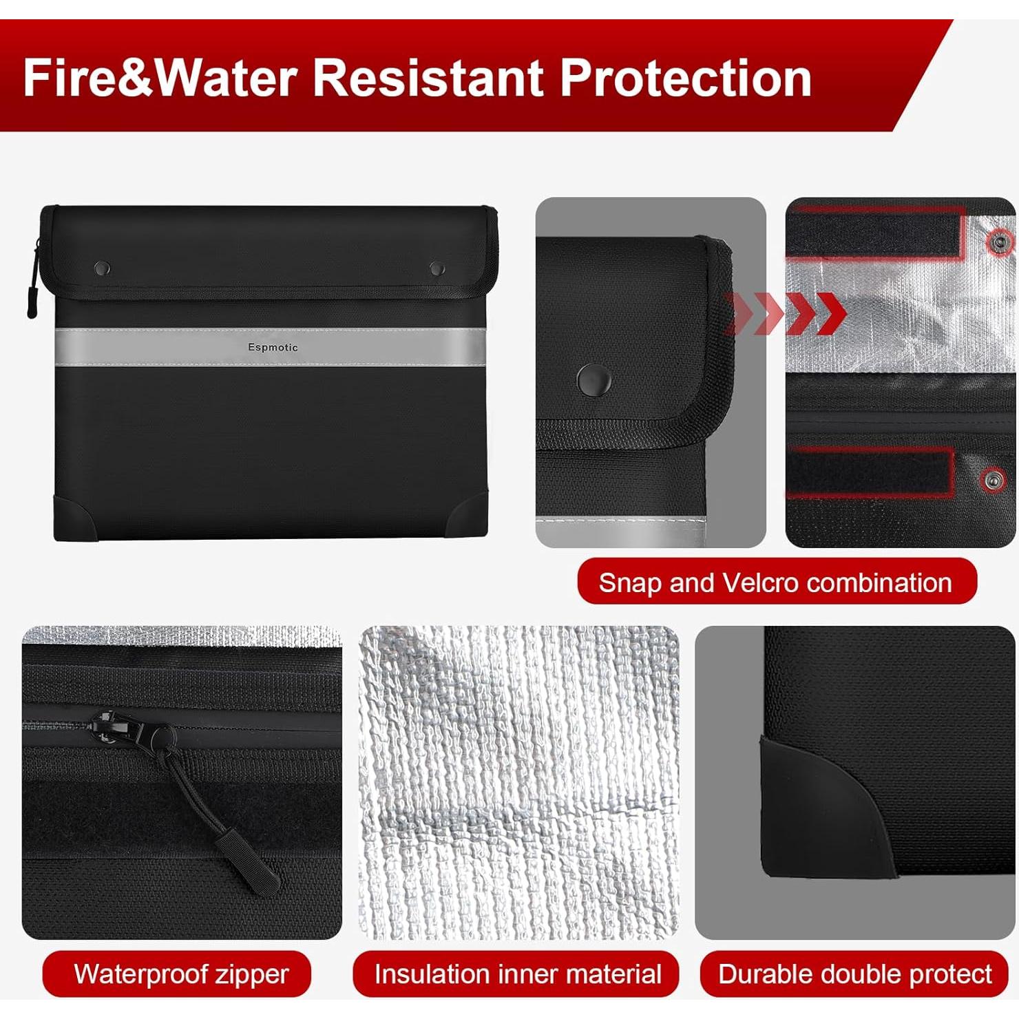 Bolsa de Documentos a Prueba de Fuego Espmotic 36x27 cm Negra