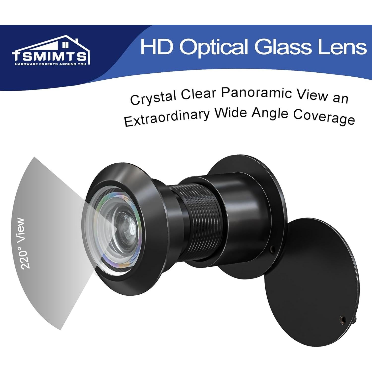 Mirador de Puerta TSMIMTS Latón Sólido 220 Grados HD Negro Mate