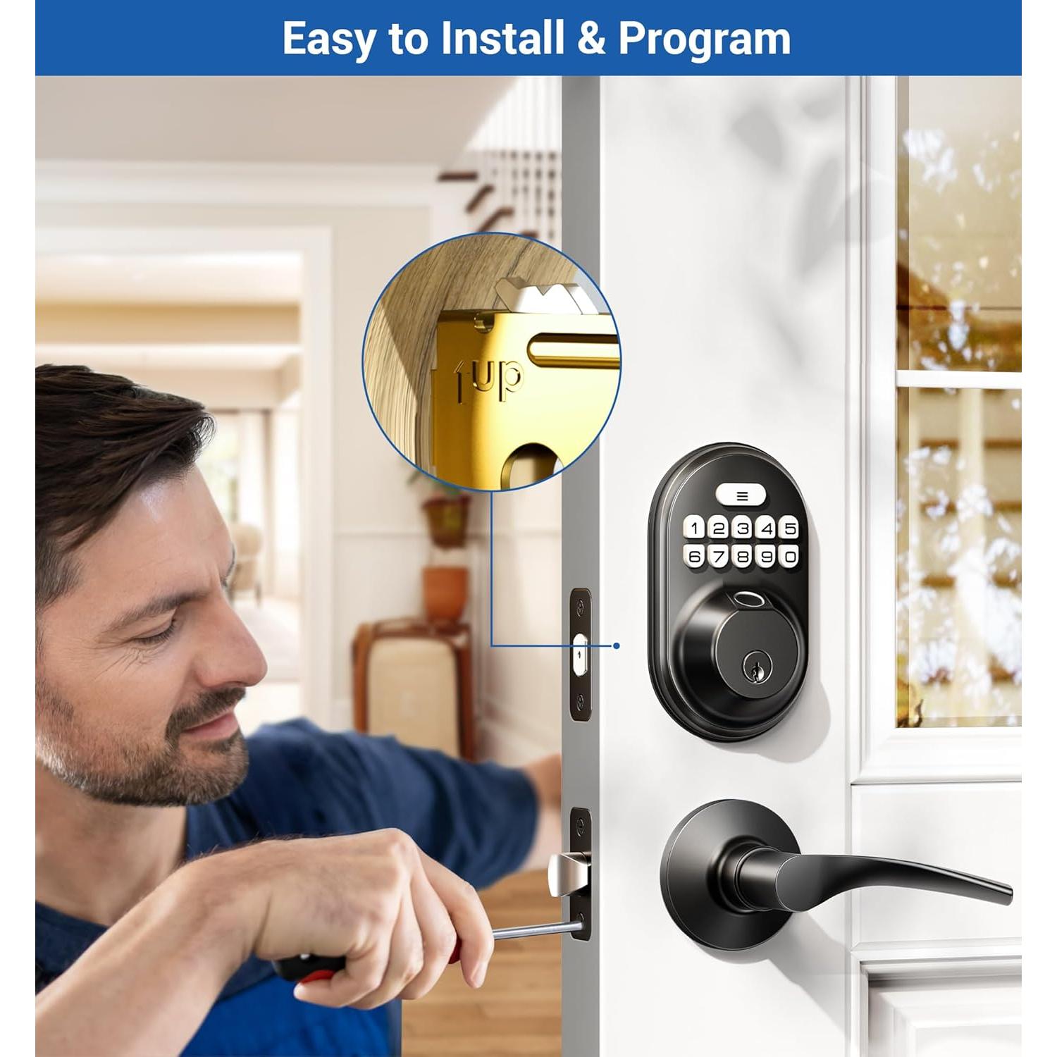 Cerradura Electrónica Veise RZ02B con Huella Dactilar y 2 Manijas