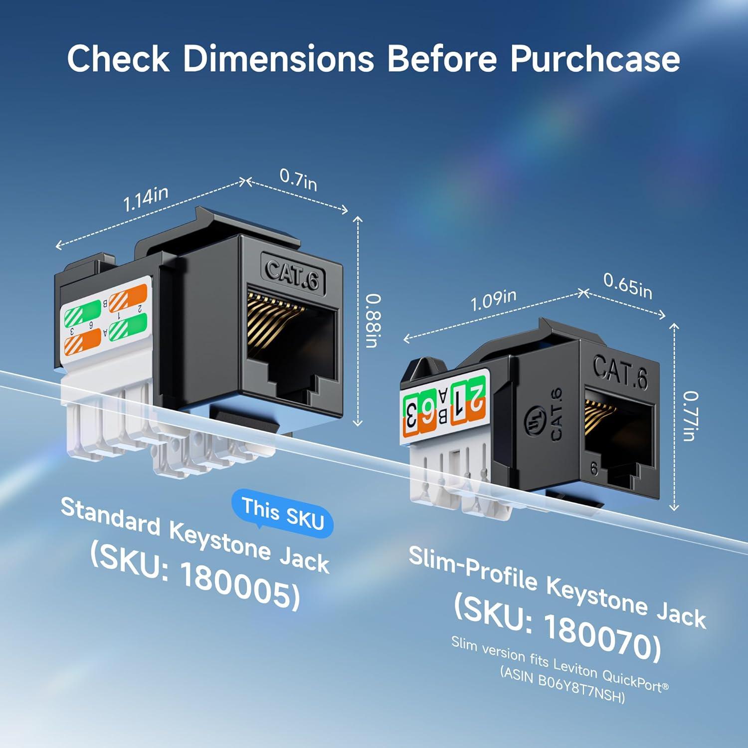 Cable Keystone Cat6 RJ45 25 Unidades Cable Matters Negro