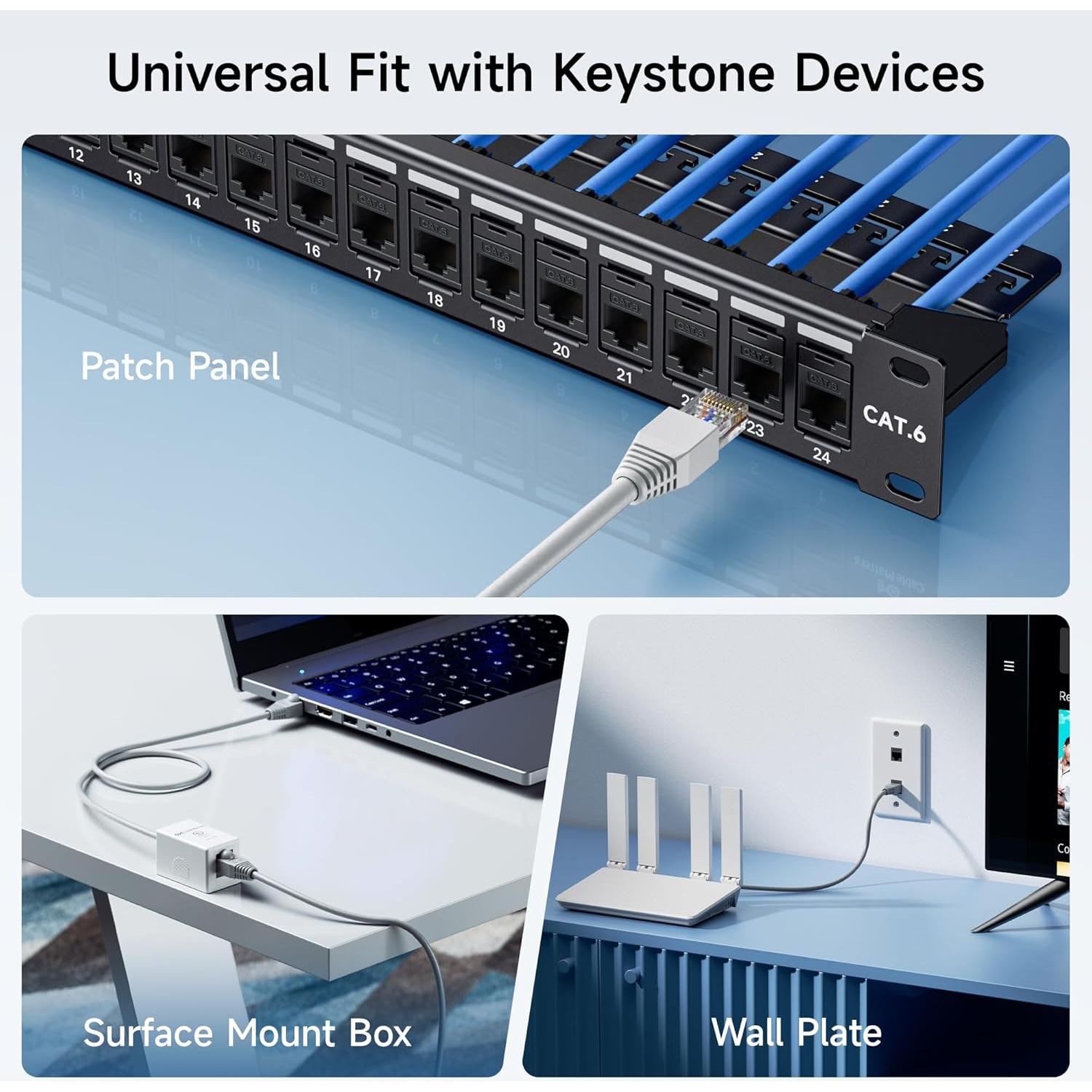 Cable Keystone Cat6 RJ45 25 Unidades Cable Matters Negro