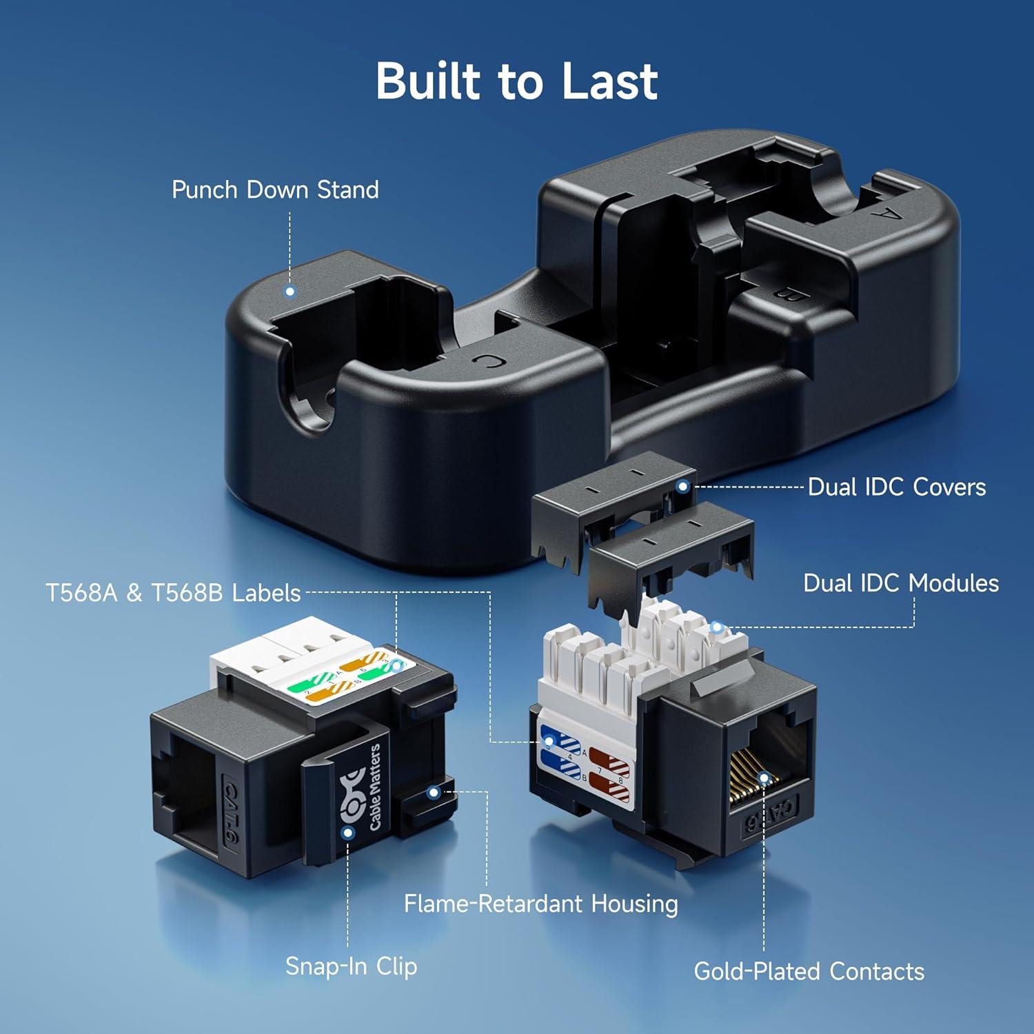 Cable Keystone Cat6 RJ45 25 Unidades Cable Matters Negro