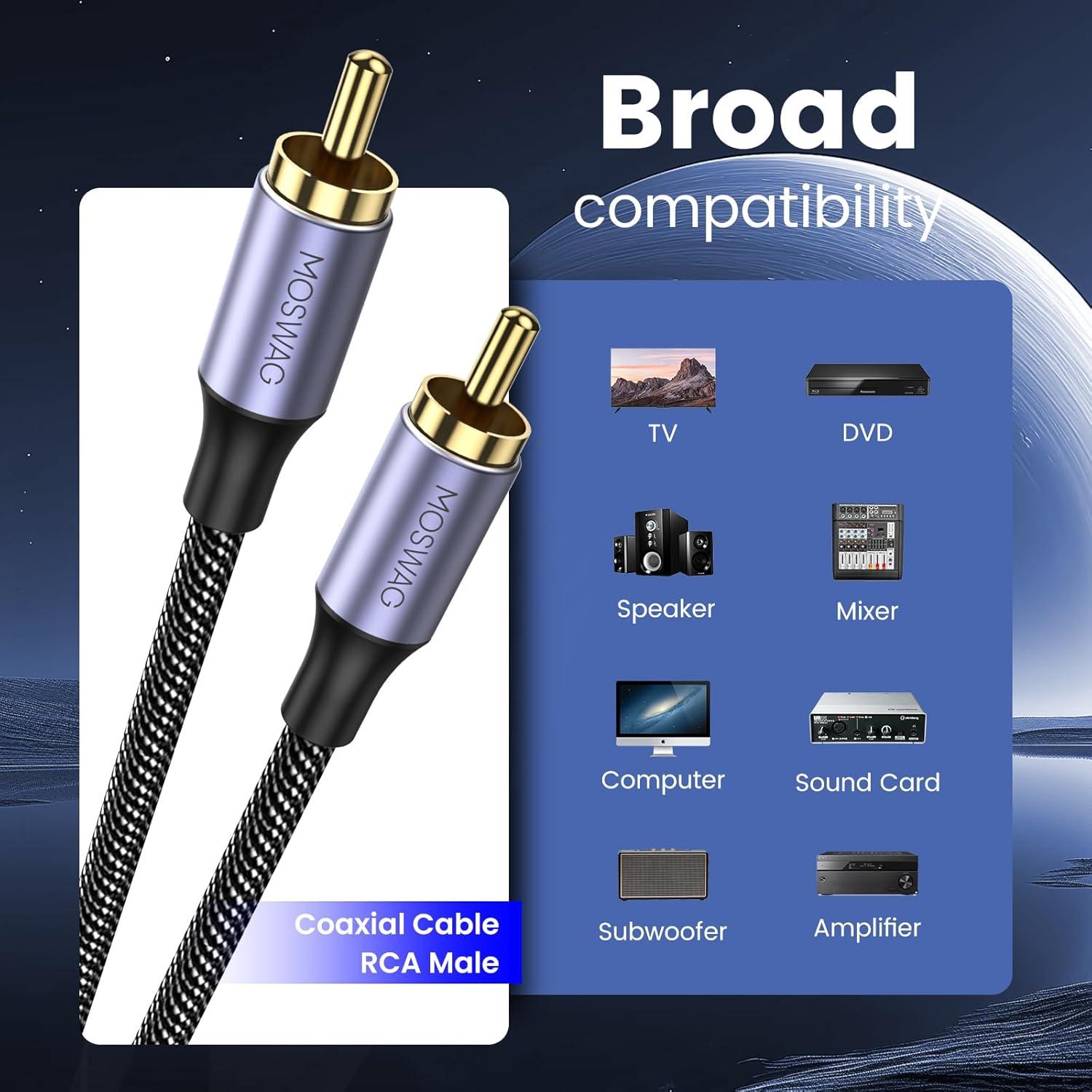 Cable Coaxial RCA Digital MOSWAG 1M 24K Chapado Nylon