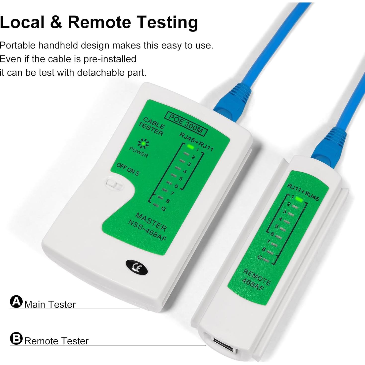 Probador de Cable de Red Therathy RJ45/RJ11/RJ12 - Compacto y Rápido
