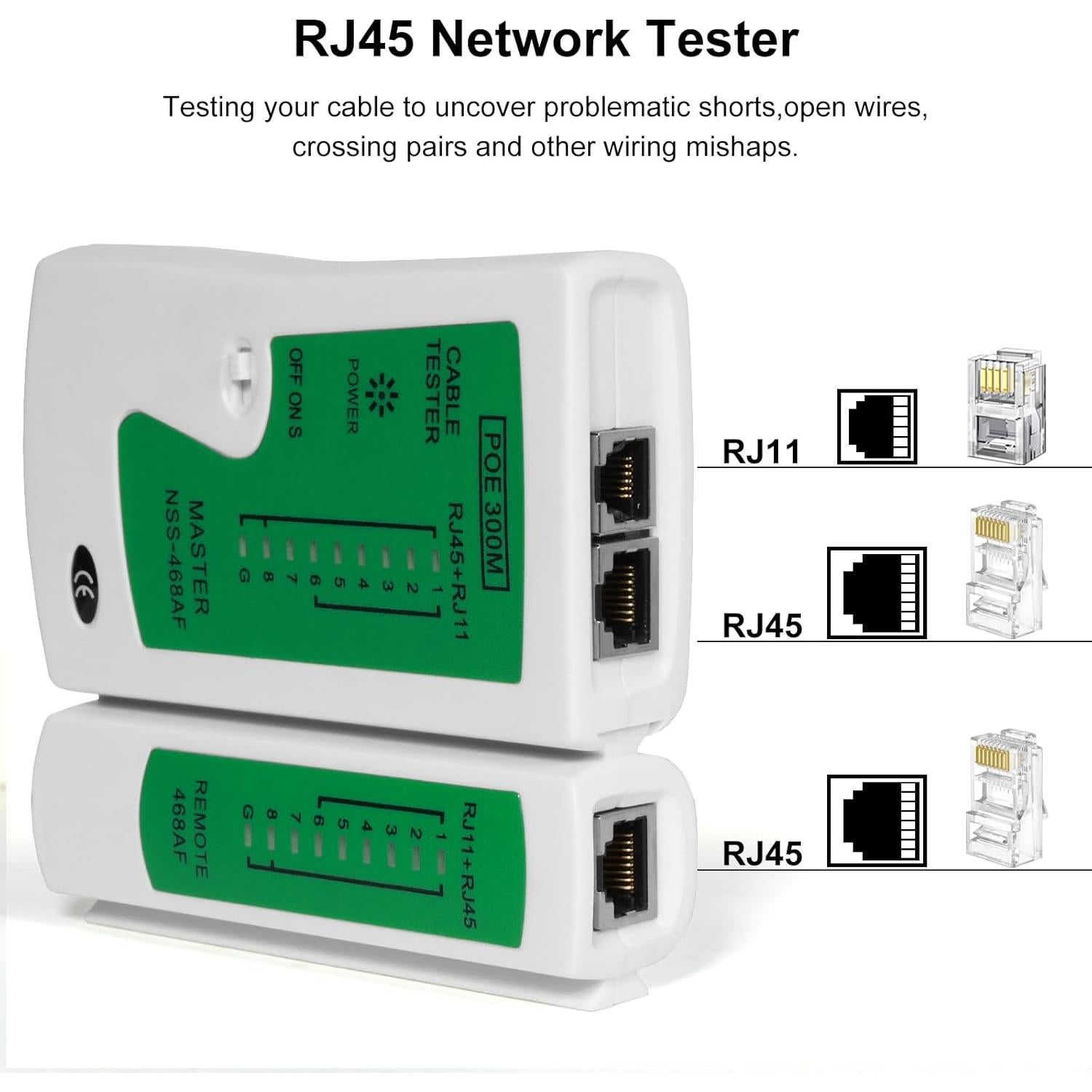 Probador de Cable de Red Therathy RJ45/RJ11/RJ12 - Compacto y Rápido