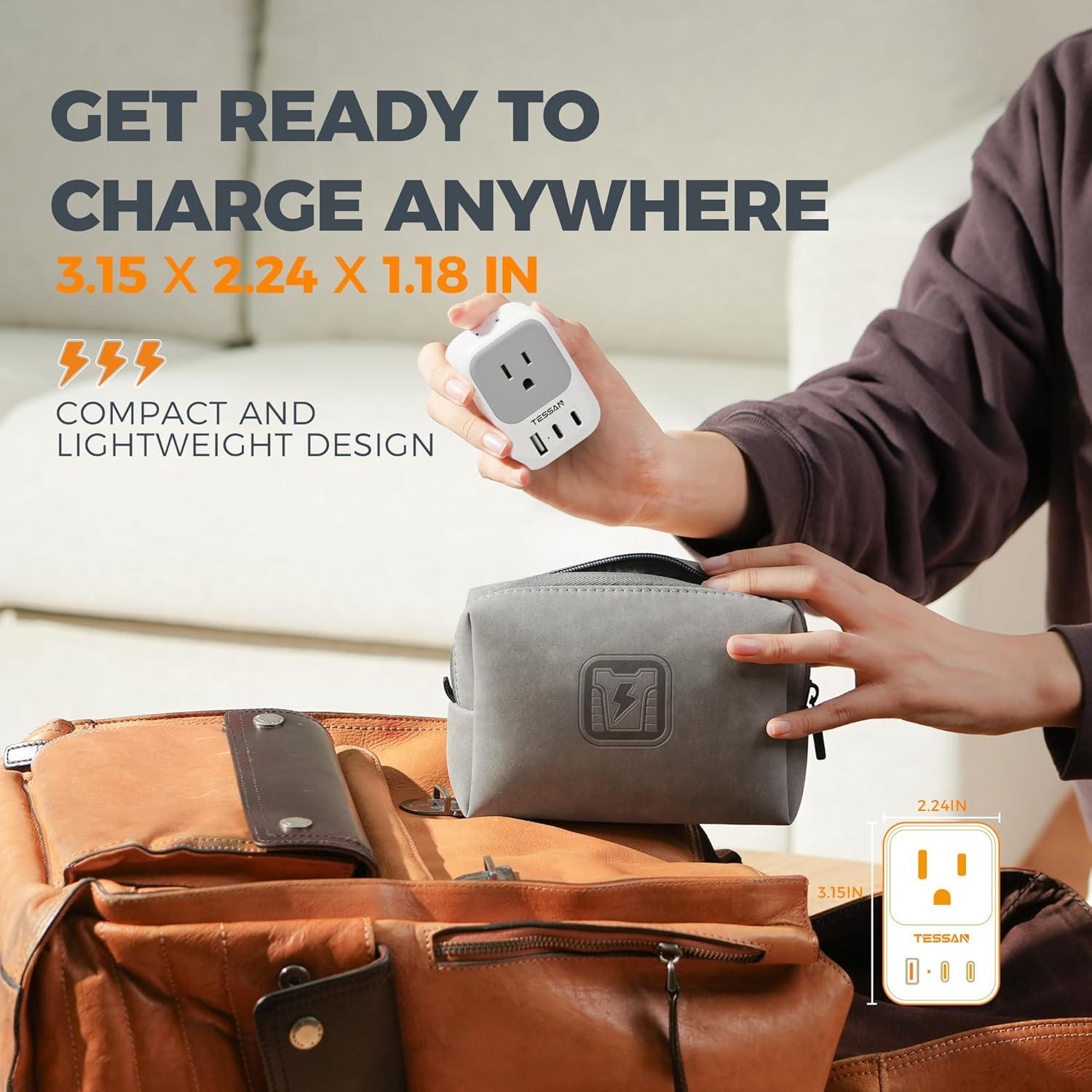 Cargador de Pared USB TESSAN 7 en 1 con 4 Salidas AC y 3 USB