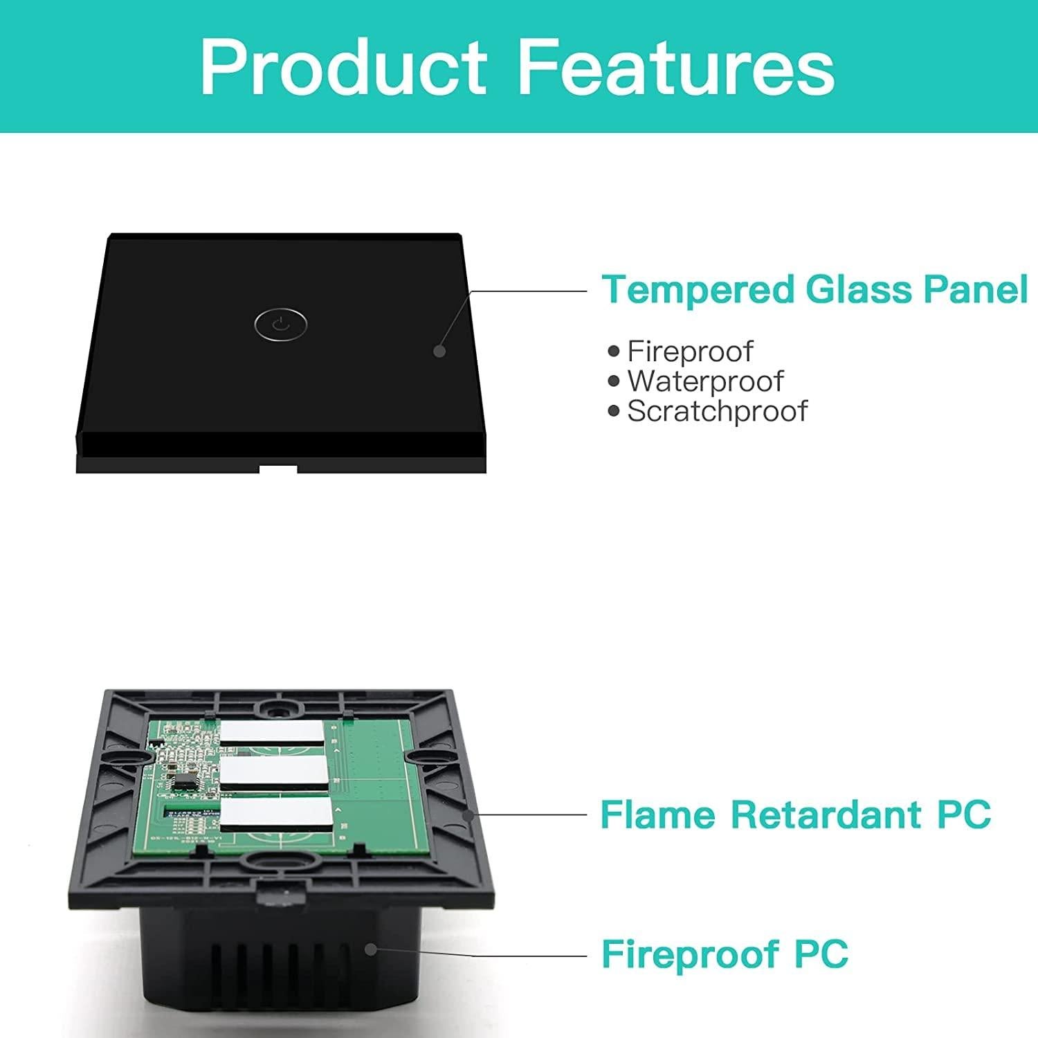 Interruptor de Luz Inteligente BSEED 1 Gang WiFi Negro