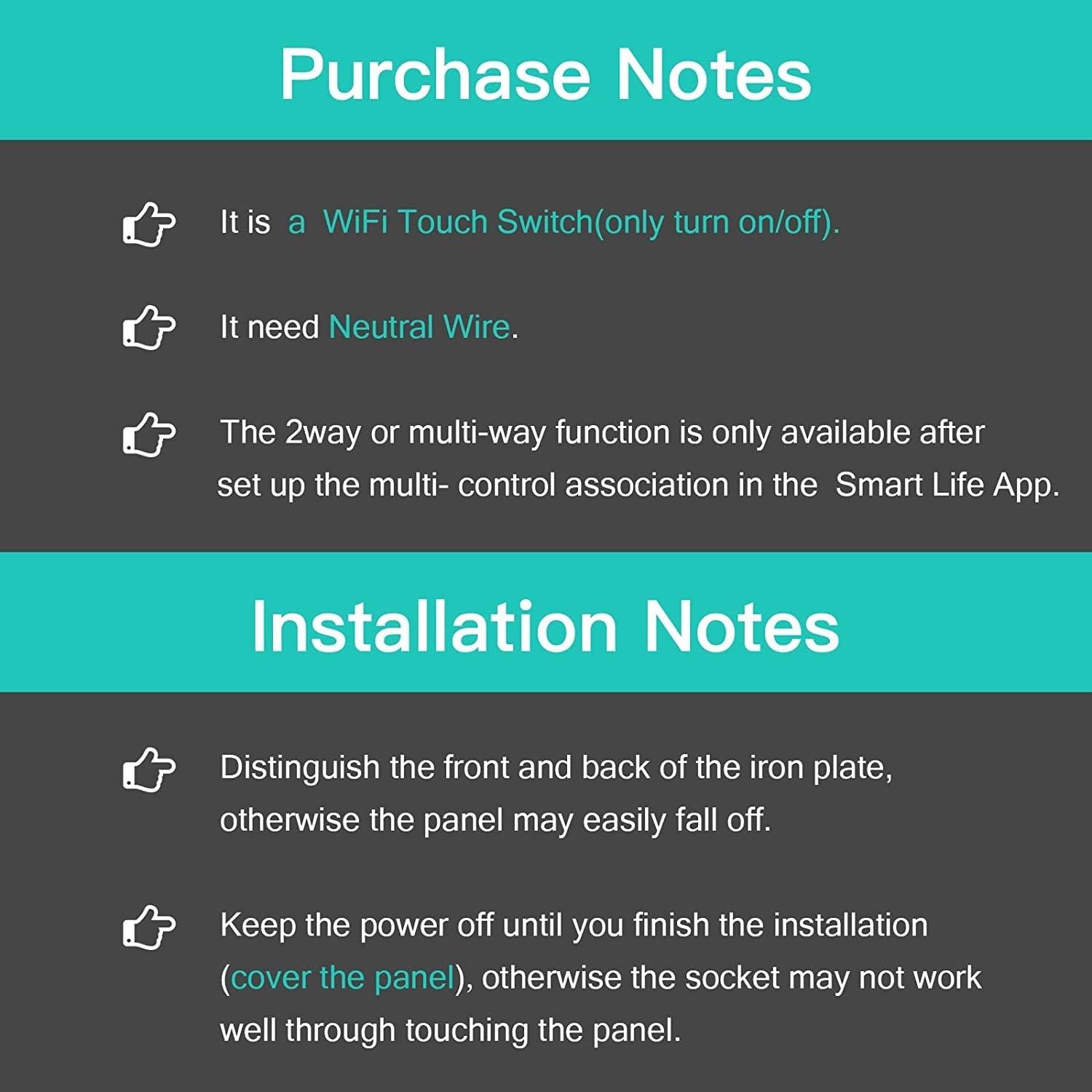 Interruptor de Luz Inteligente BSEED 1 Gang WiFi Negro