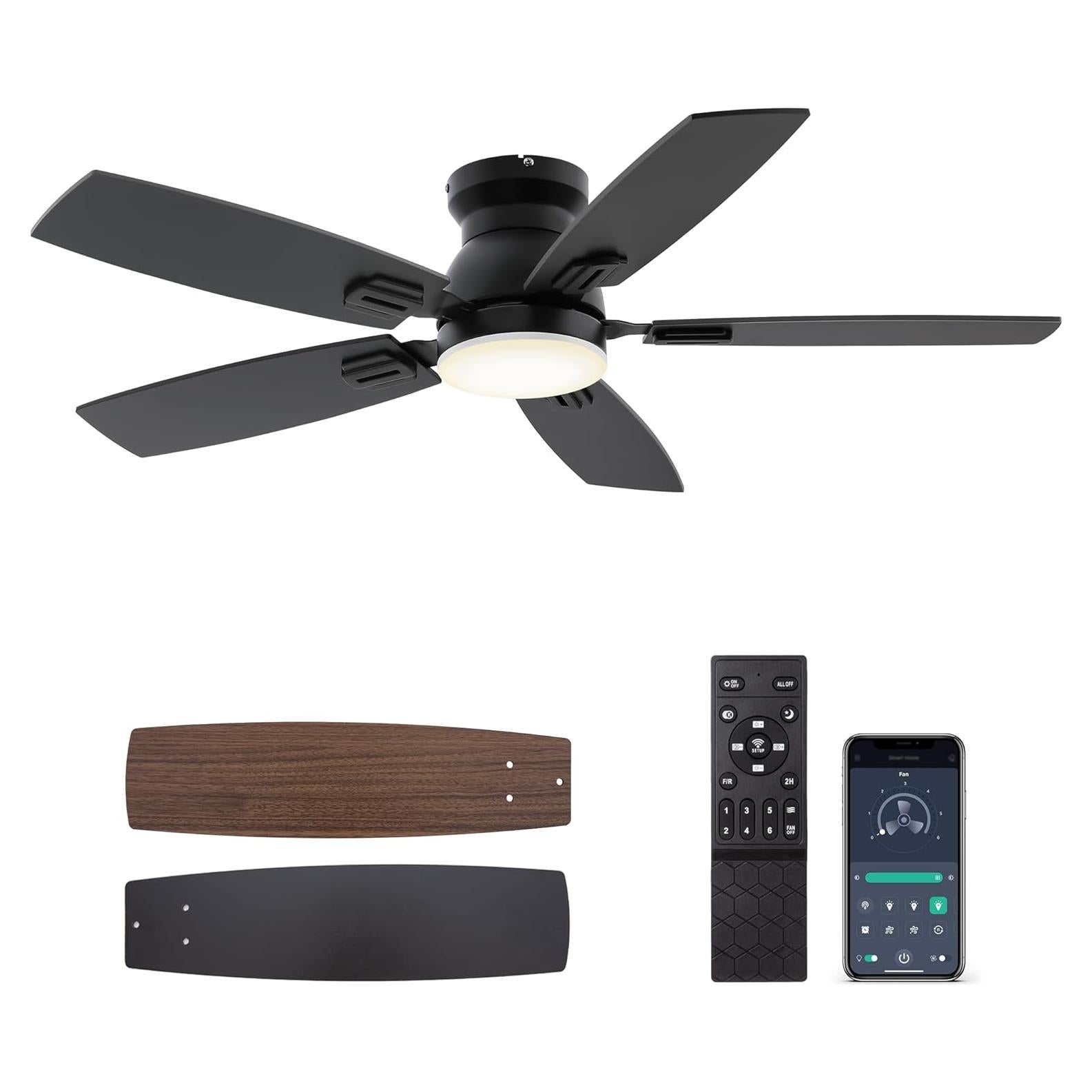 Ventilador de Techo SUNMORY 106.68 cm con Luz LED y Control Remoto