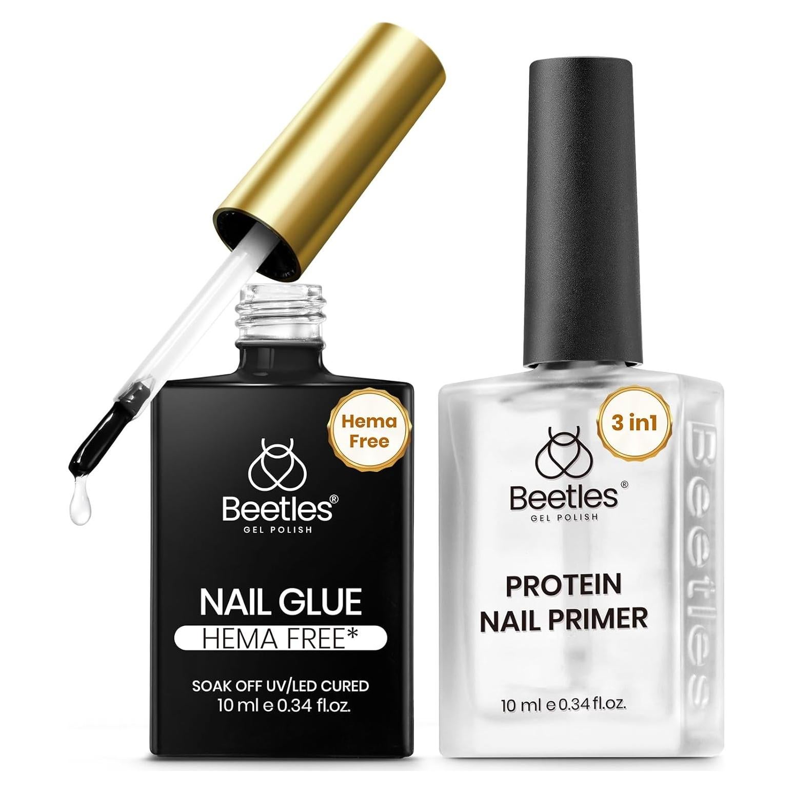 Beetles Set de Pegamento y Primer para Uñas Sin HEMA 10ml