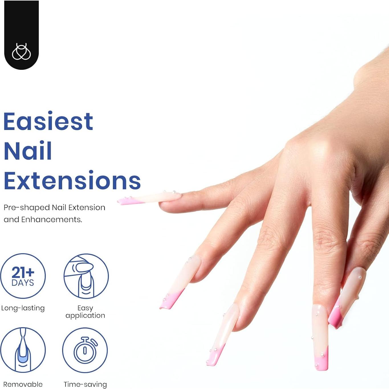 Kit de Uñas de Gel Beetles 240 PCS Cuadradas Largas con Lámpara UV