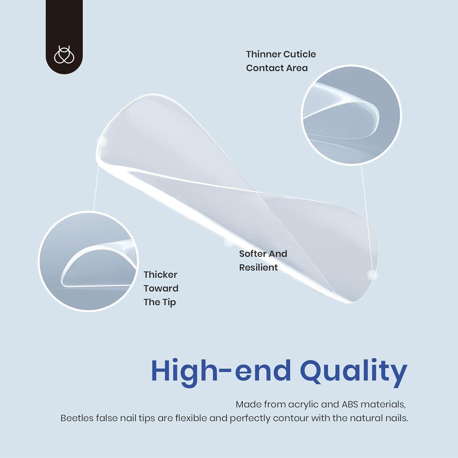 Kit de Uñas de Gel Beetles 240 PCS Cuadradas Largas con Lámpara UV