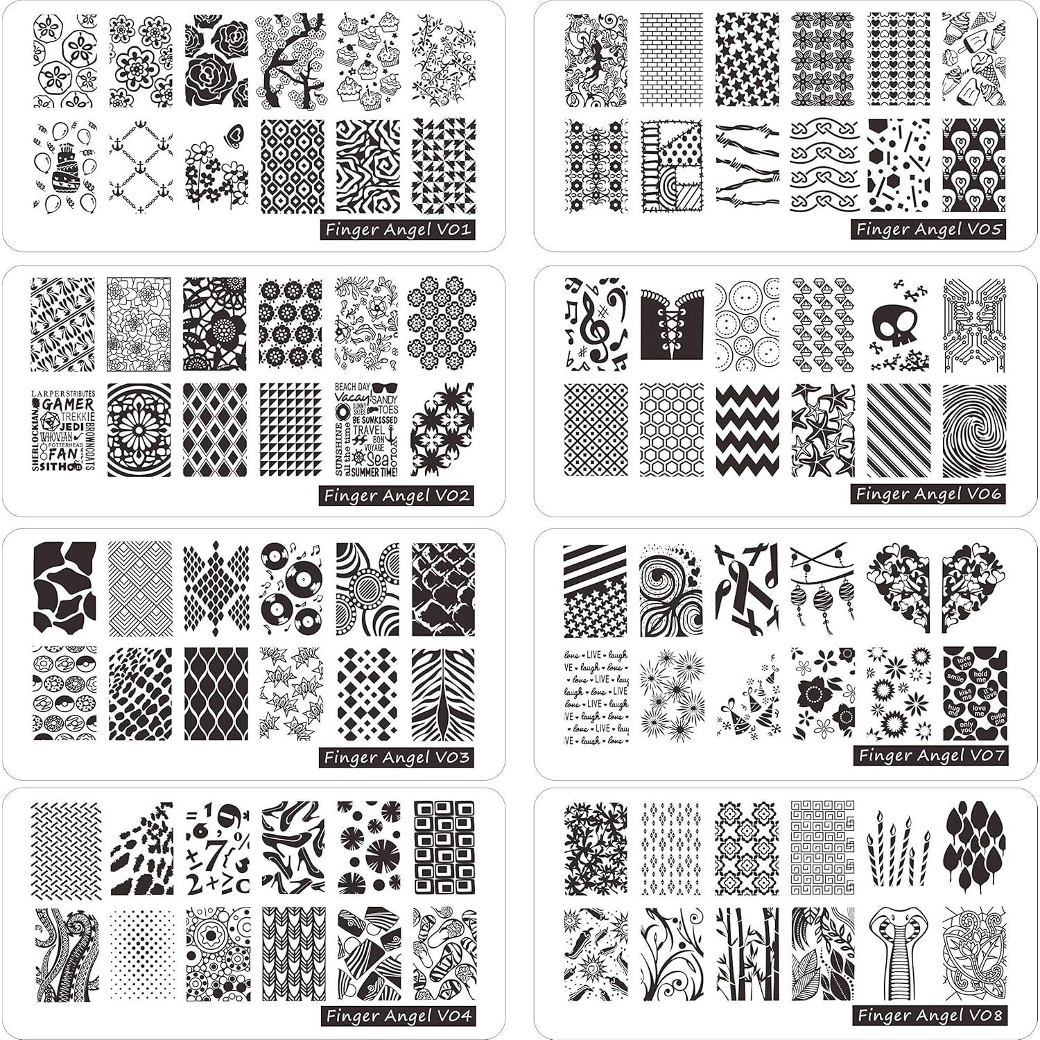 Juego de estampado de uñas 21 piezas HaiQiang - 16 placas 6x12cm