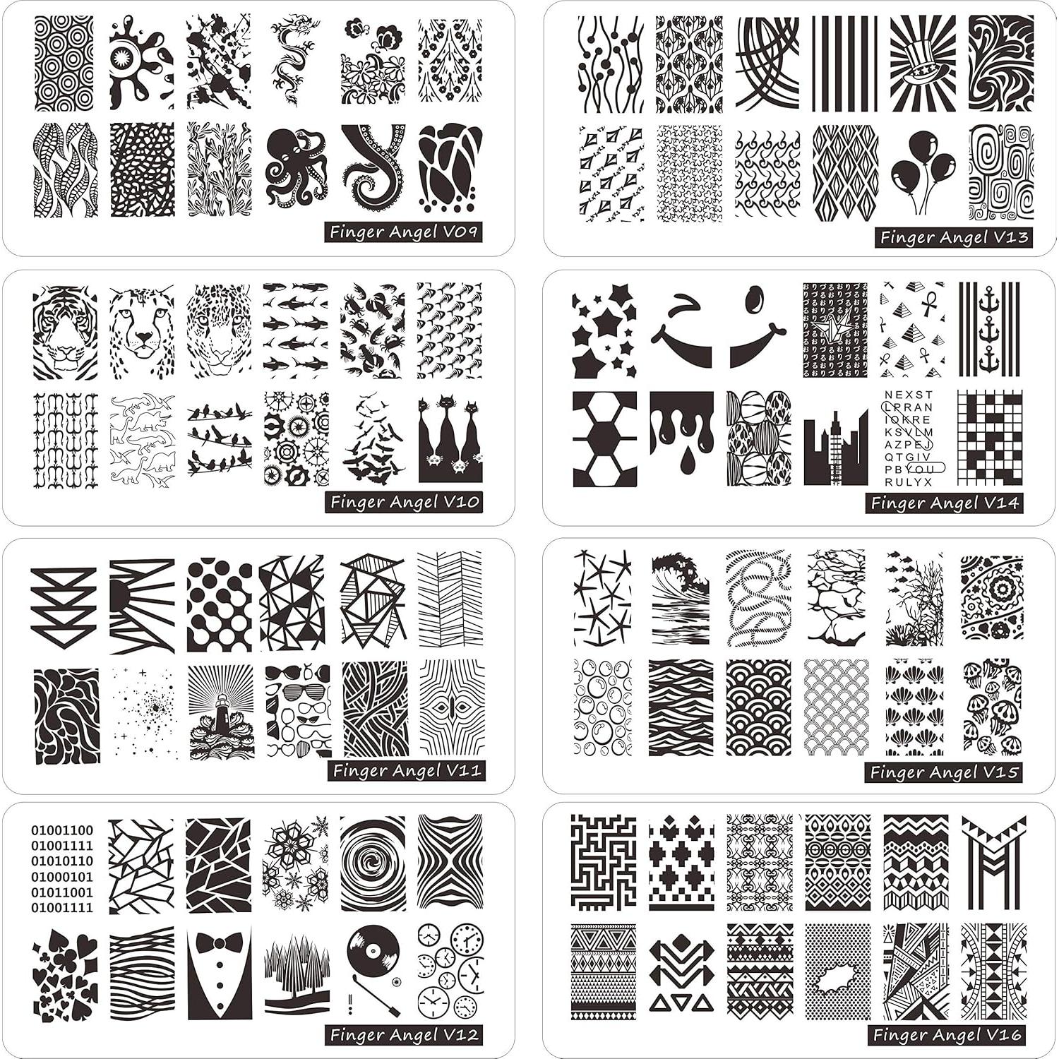 Juego de estampado de uñas 21 piezas HaiQiang - 16 placas 6x12cm