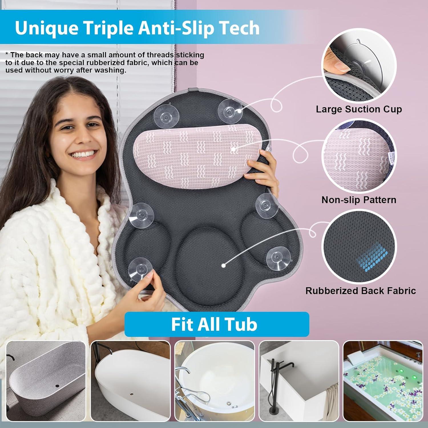 Almohada de Baño JUSDOO Gris Antideslizante Ergonómica