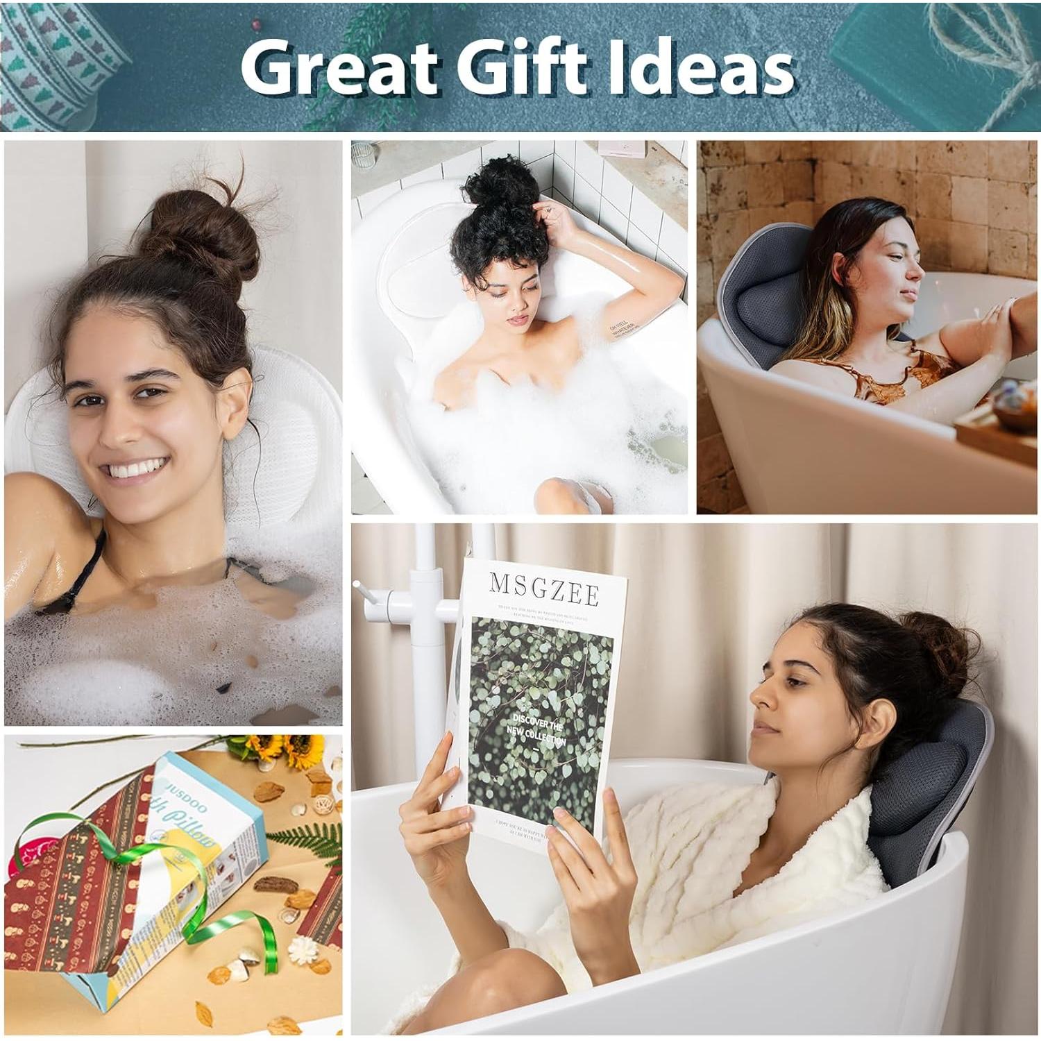 Almohada de Baño JUSDOO Gris Antideslizante Ergonómica