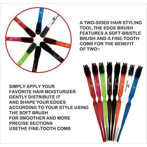 Double-Sided Edge Brush & Comb (Boar Bristles) (Black)