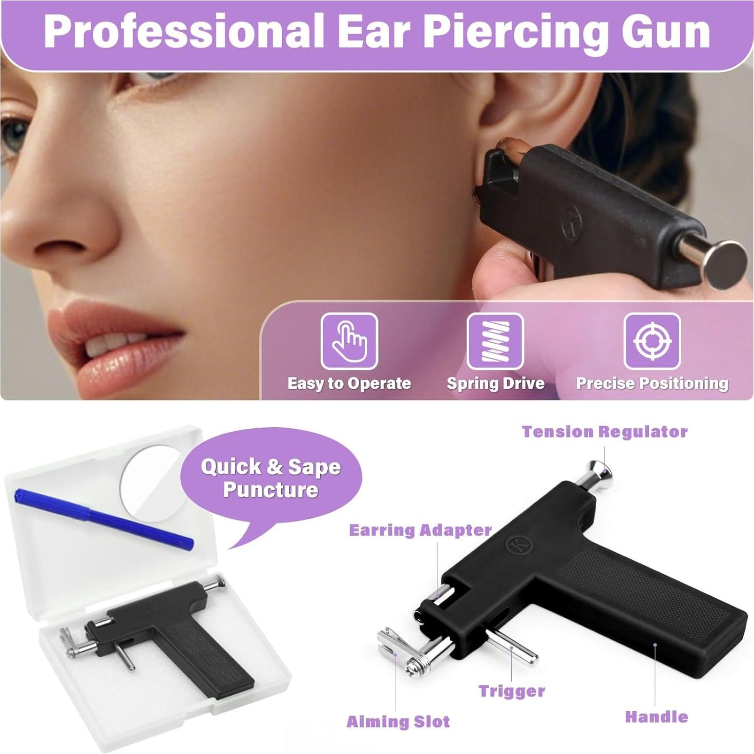 Kit de Pistola de Perforación de Oídos Evatage con Pendientes