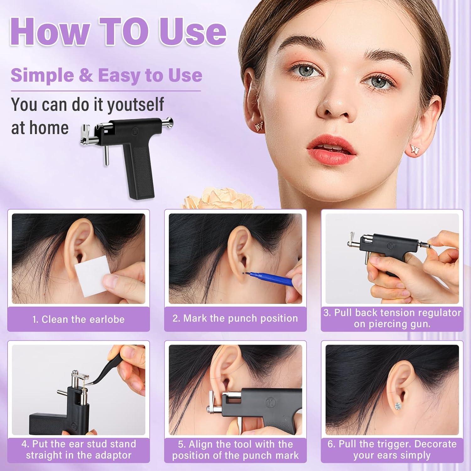 Kit de Pistola de Perforación de Oídos Evatage con Pendientes