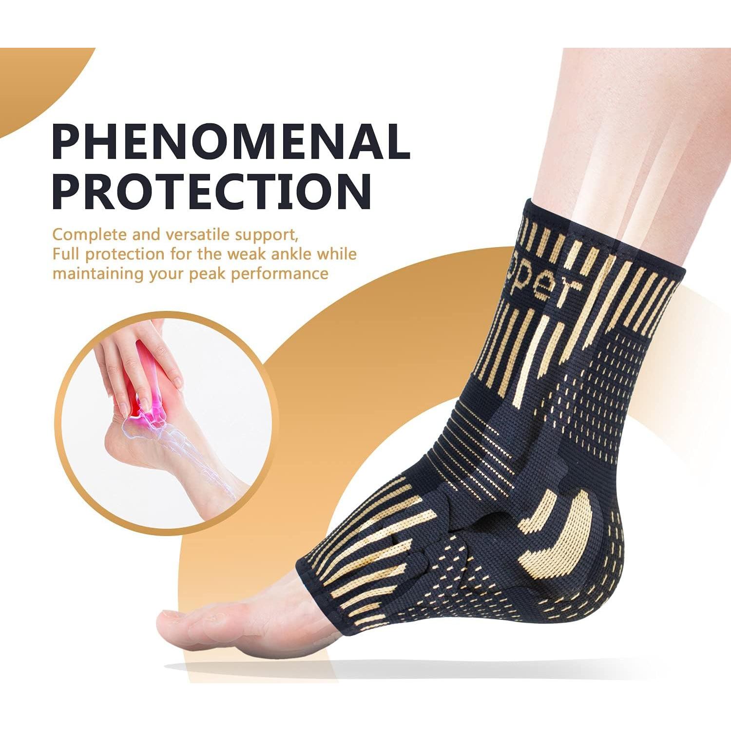 Soporte de Tobillo de Cobre Lusenone para Alivio del Dolor