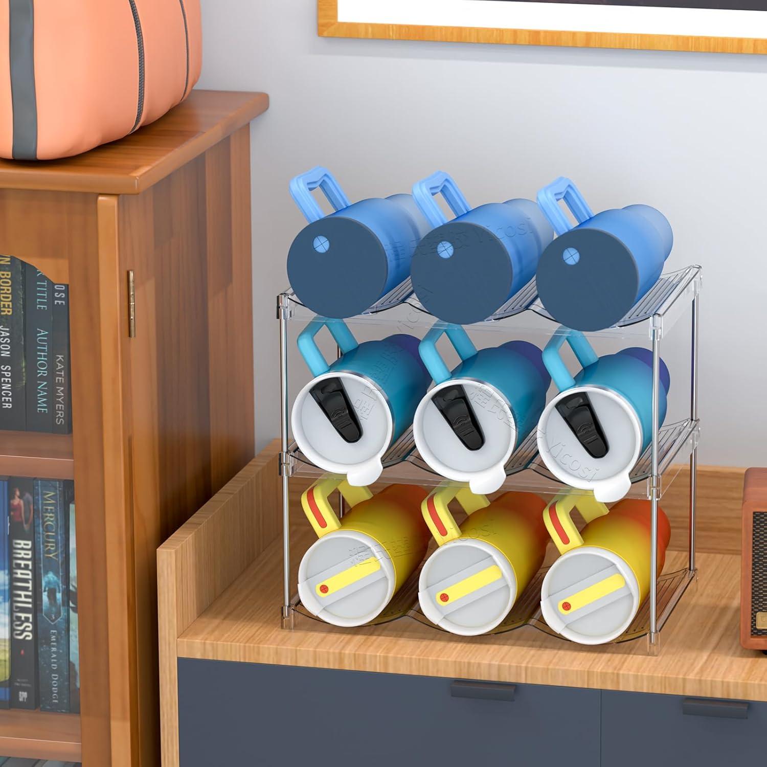 Organizador apilable de botellas SuoXing, 2 niveles, 6 botellas