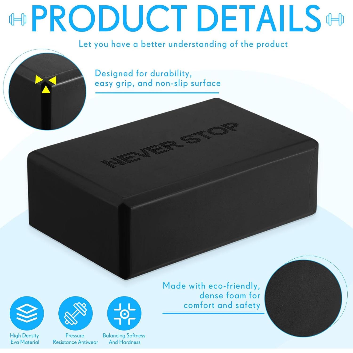 Paquete de 4 Bloques de Yoga Antideslizantes RoundFunny