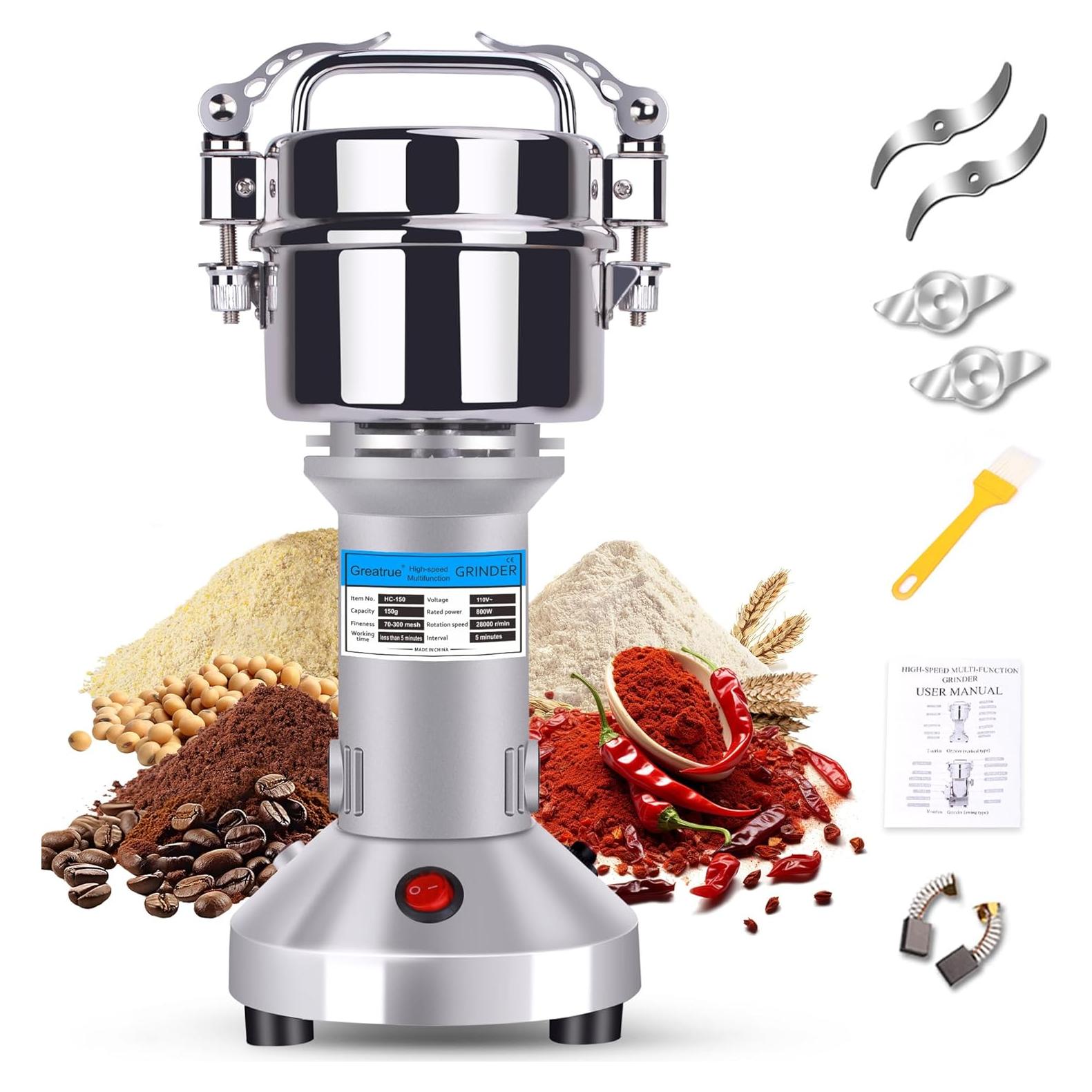 Molino de Granos Eléctrico Greatrue 150g Acero Inoxidable