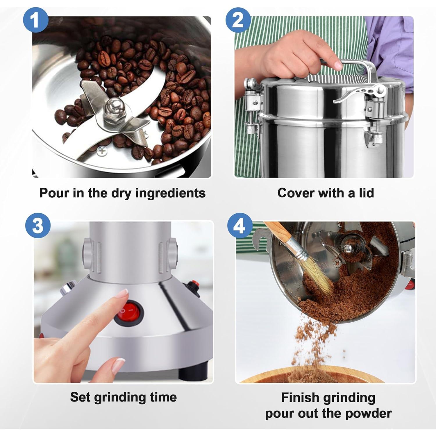 Molino de Granos Eléctrico Greatrue 150g Acero Inoxidable