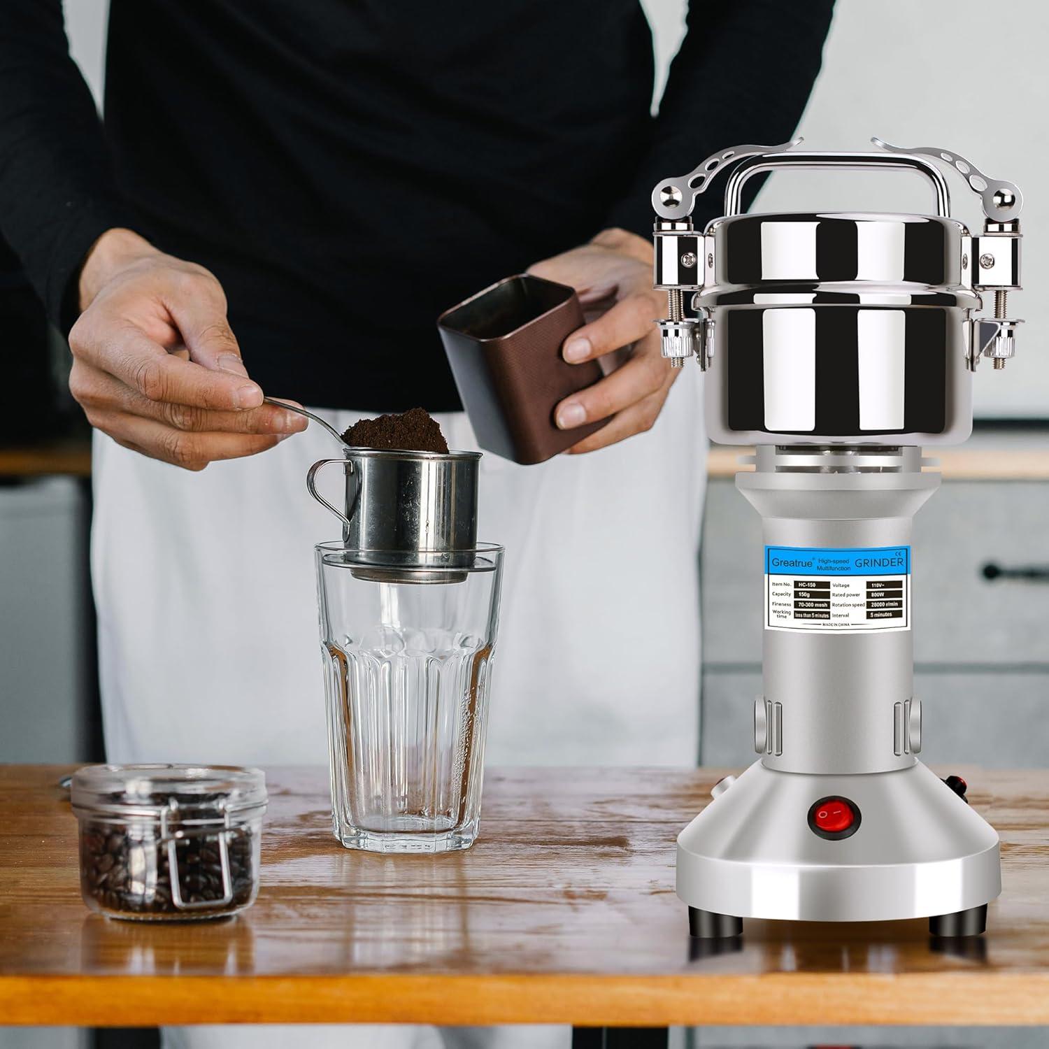 Molino de Granos Eléctrico Greatrue 150g Acero Inoxidable