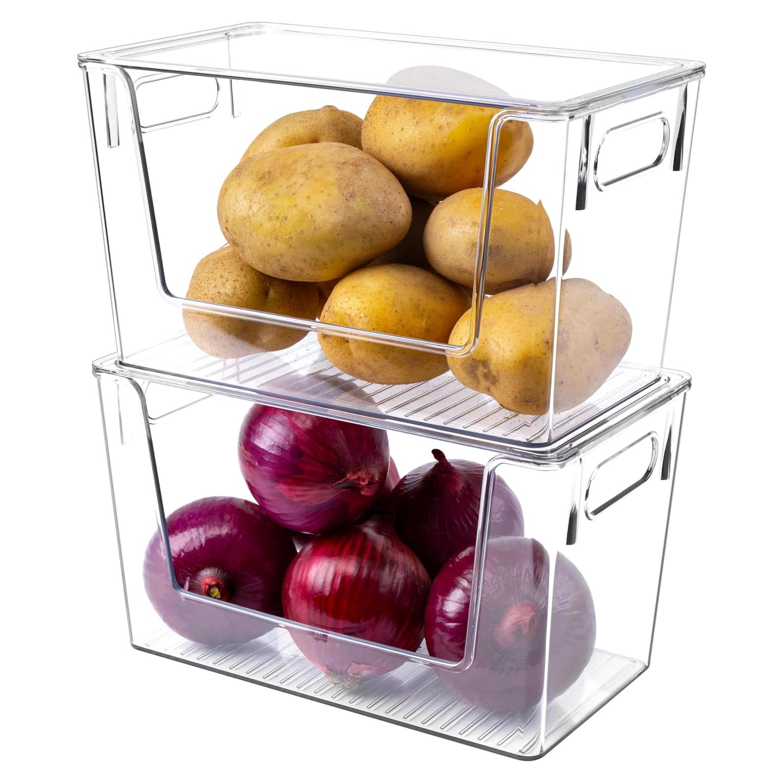 Paquete de 2 Contenedores de Almacenamiento Apilables Tiawudi 30.5x17.8 cm