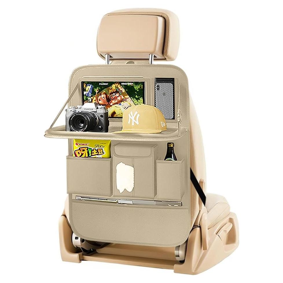 Organizador de Asiento Trasero Aiuwo XYBD con Mesa Plegable Beige